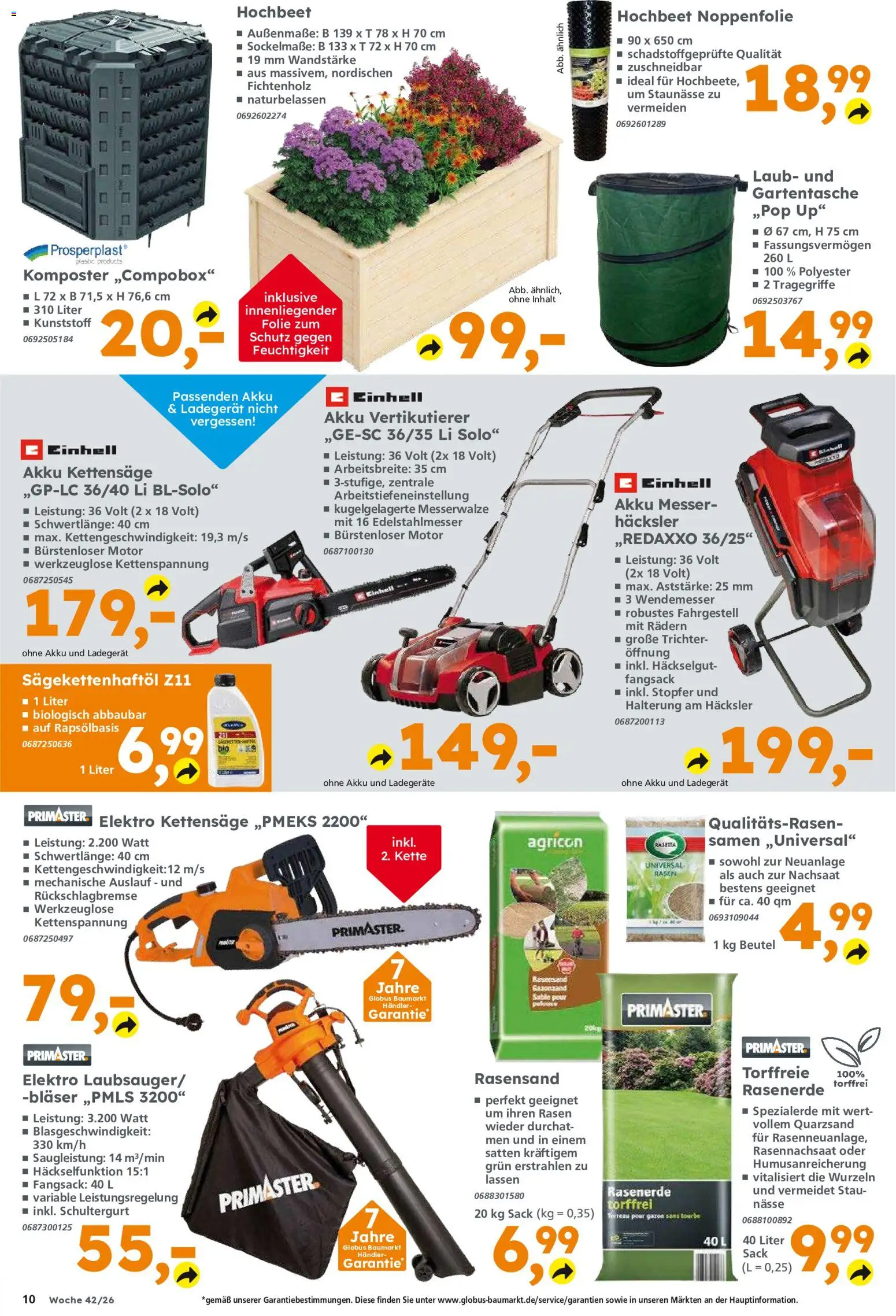 Vorschau von dem Prospekt des Geschäftes Globus Baumarkt, gültig ab dem 12.10.2026 - Hochbeet, Ladegerät