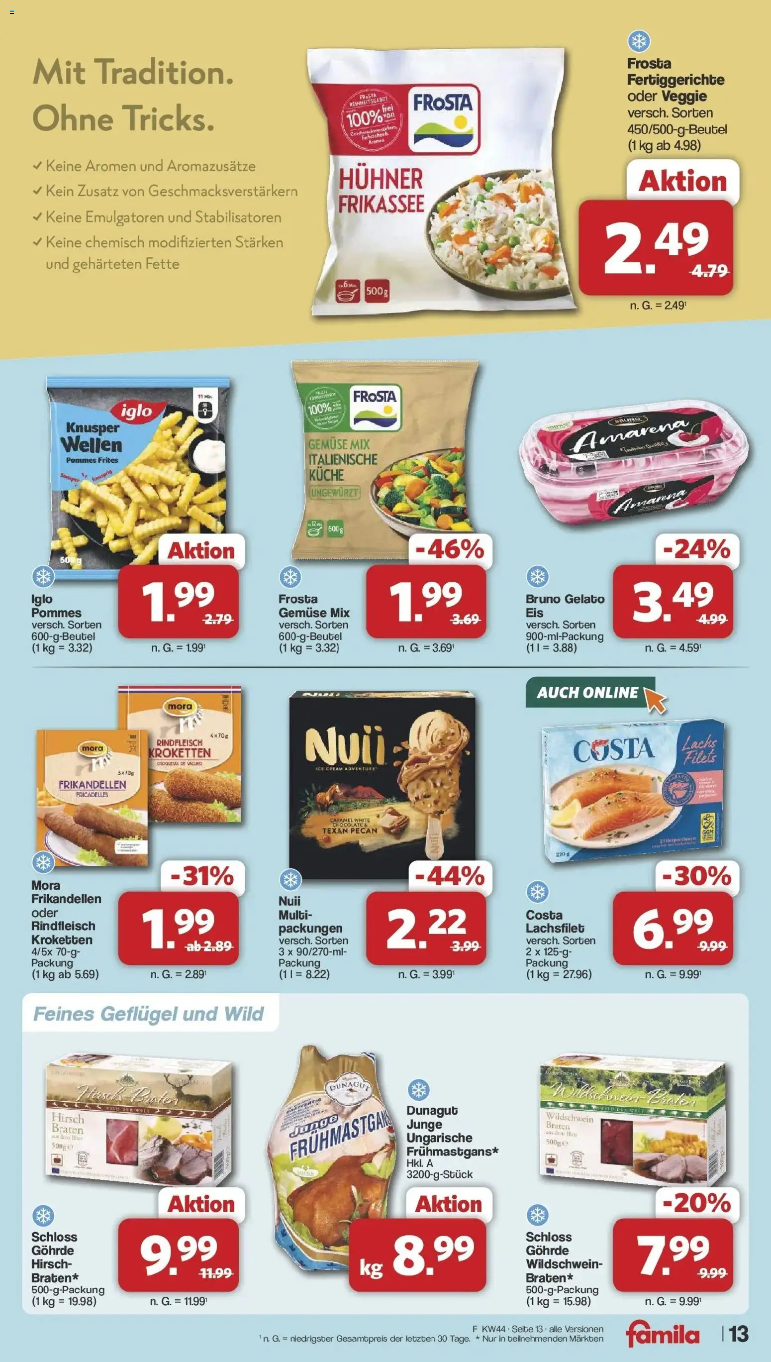 Vorschau von dem Prospekt des Geschäftes Famila Nordwest, gültig ab dem 26.10.2026 - Küche, Pommes, Gemüse, Pommes frites, Frosta, Rindfleisch, Iglo, Fertiggerichte