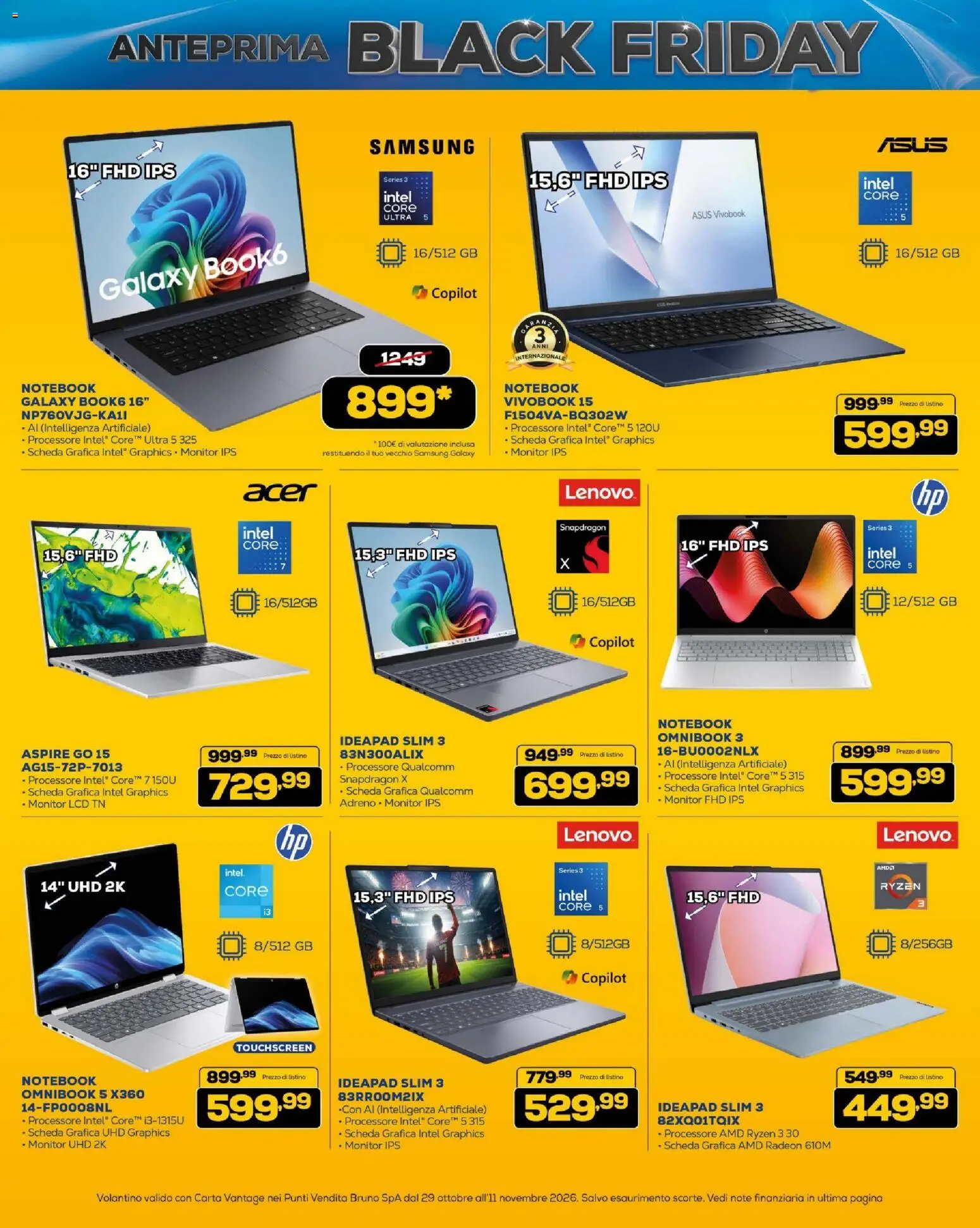 Anteprima dell'opuscolo BRUNO Black Friday ML dal negozio BRUNO valido da 29/10/2026 - Samsung, Samsung Galaxy, Notebook, Monitor