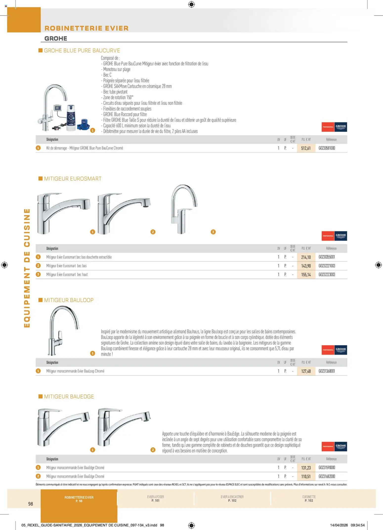 Prévisualisation de Rexel - Brochure Sanitaire du magasin Rexel formulaire valide 20/04/2026 - Piles AA, Piles, Lavabo, Cartouche, Filtre