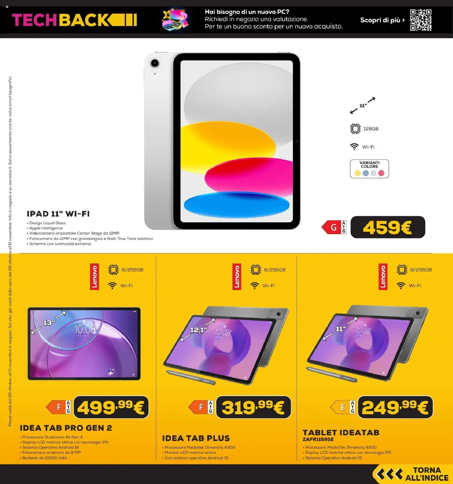 Anteprima dell'opuscolo Euronics Black Friday dal negozio Euronics valido da 29/10/2026 - Ipad, PC, Tablet, Batteria, Fotocamera, Monitor, Videocamera, Tè