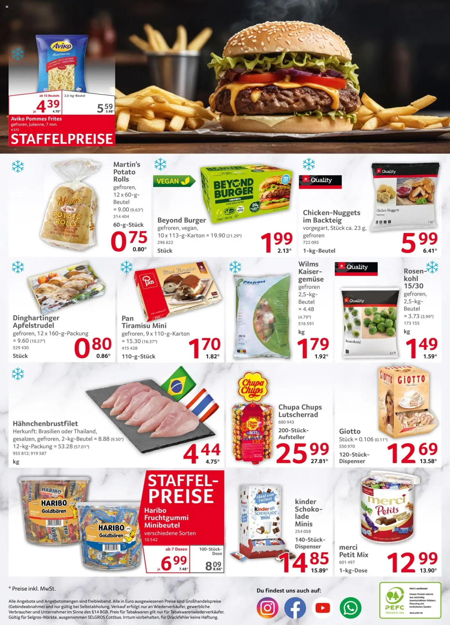Vorschau von dem Prospekt des Geschäftes Selgros, gültig ab dem 29.10.2026 - Burger, Haribo, Mascarpone, Pommes, Gemüse, Pommes frites, Merci