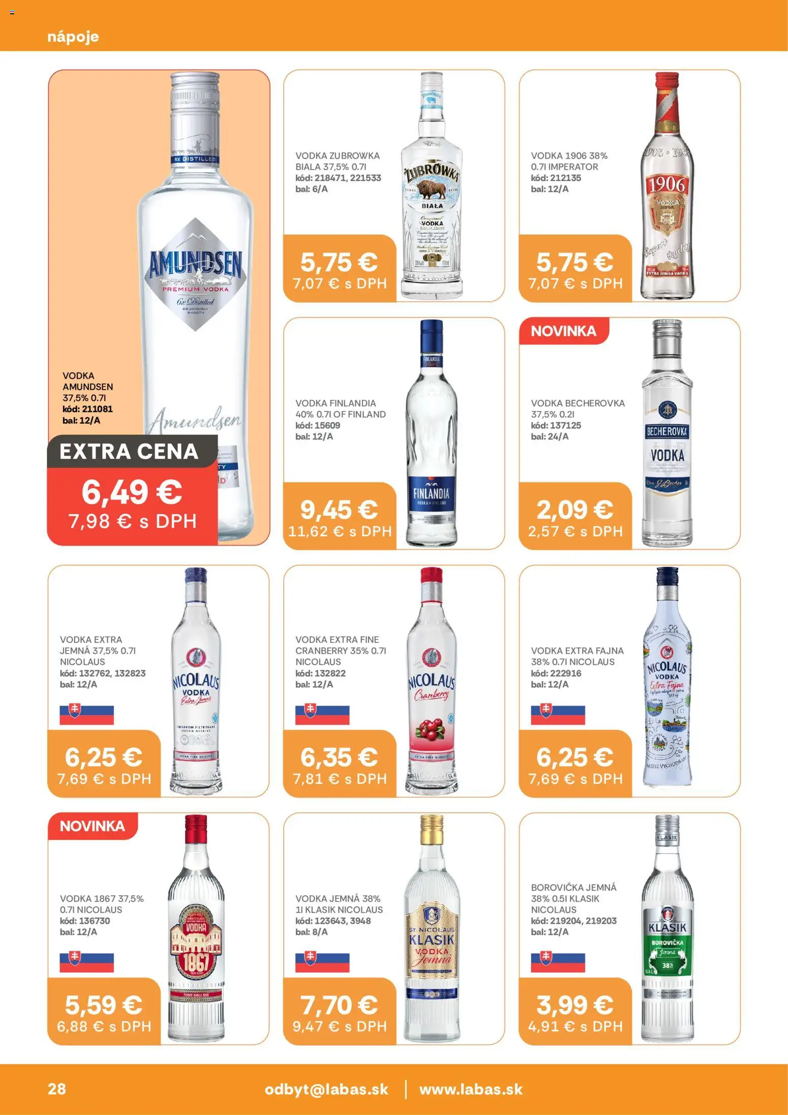 Náhľad Labaš letáku platného od 09.10.2026 - Vodka, Borovička, Nicolaus vodka, Becherovka, Finlandia, Finlandia Vodka, Nápoje