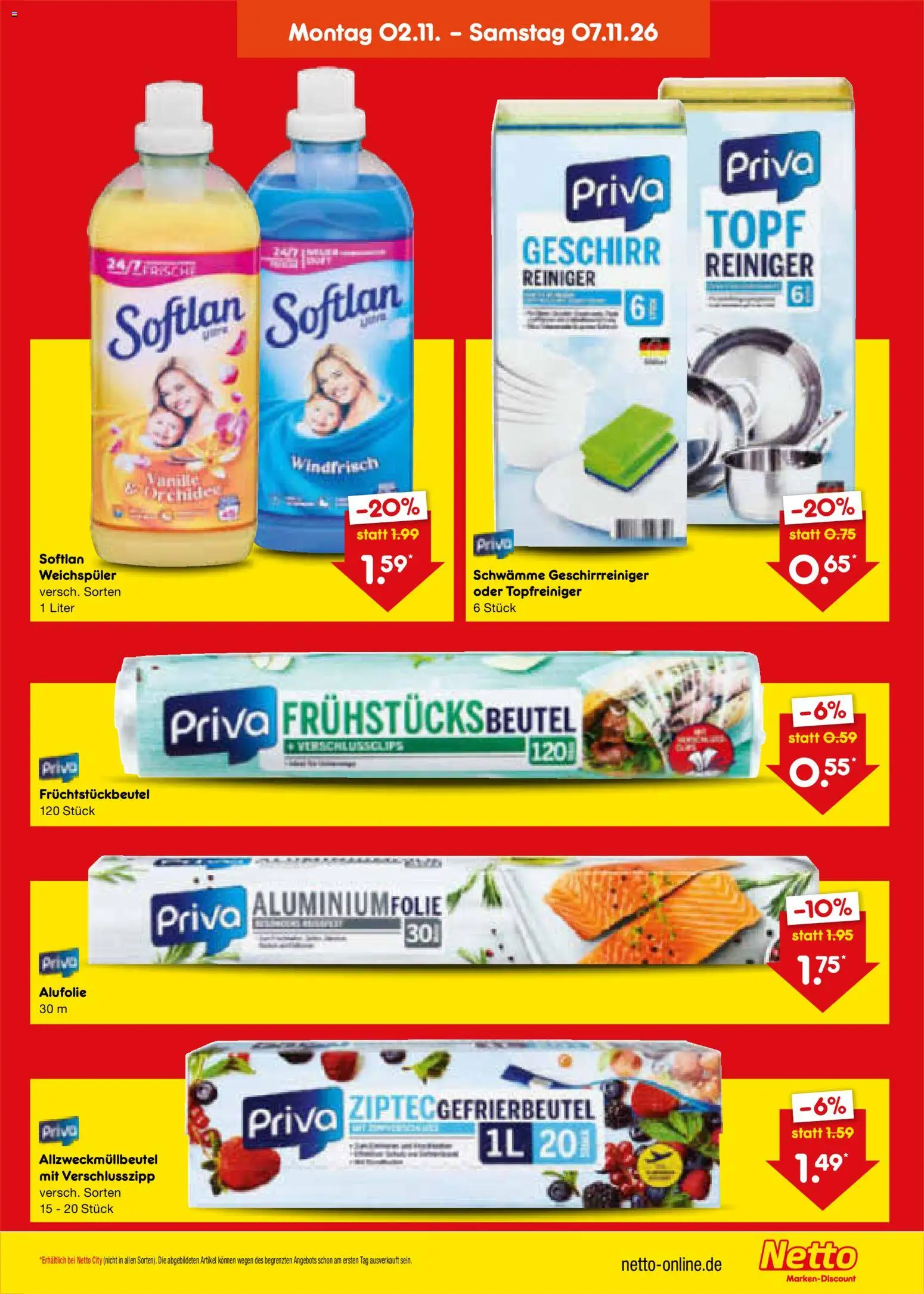 Vorschau von dem Prospekt des Geschäftes Netto Marken-Discount, gültig ab dem 02.11.2026 - Orchidee, Schwämme, Weichspüler