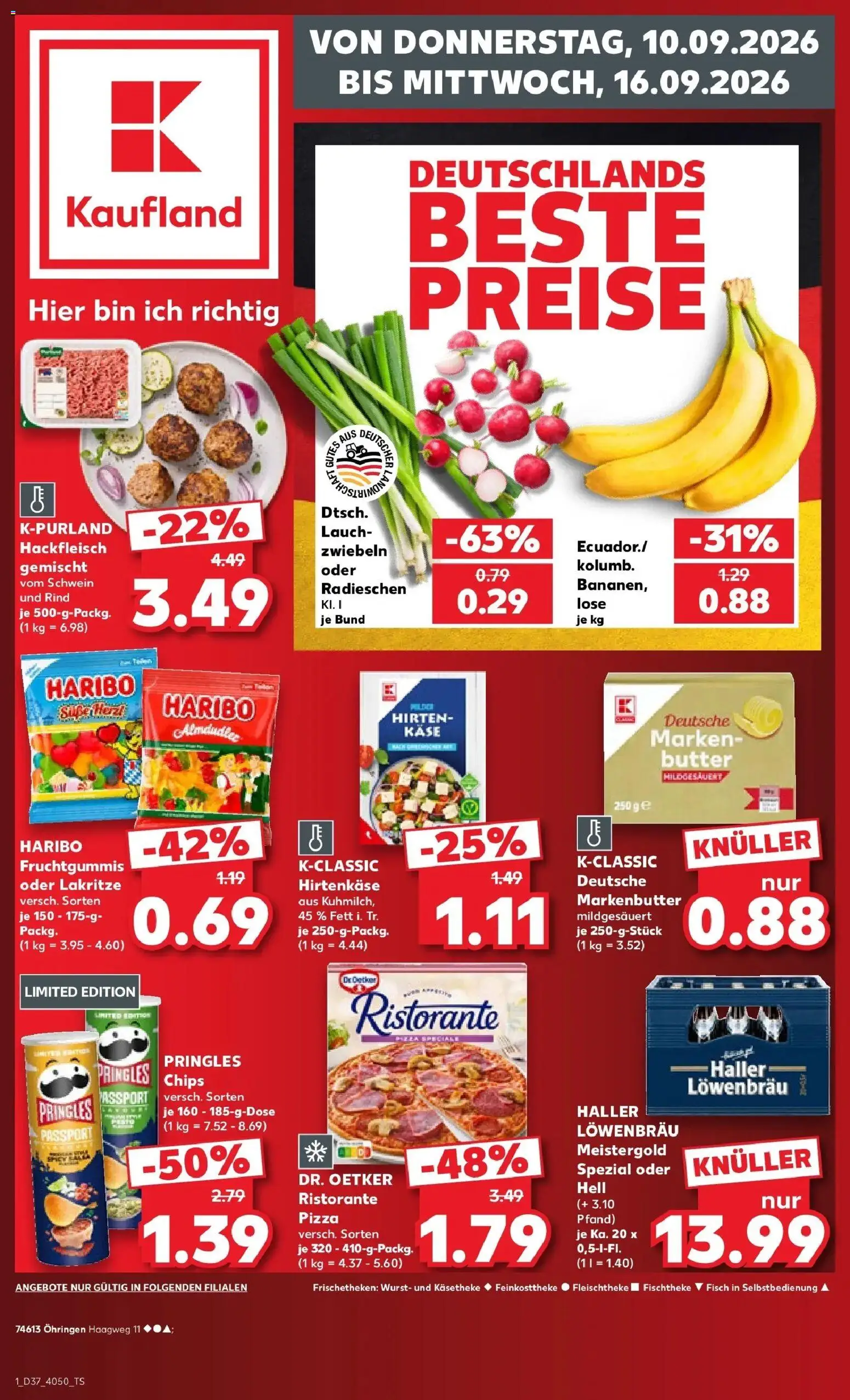 Vorschau von dem Prospekt des Geschäftes Kaufland, gültig ab dem 10.09.2026 - Chips, Butter, Käse, Haribo, Fisch, Lauch, Hackfleisch, Zwiebeln