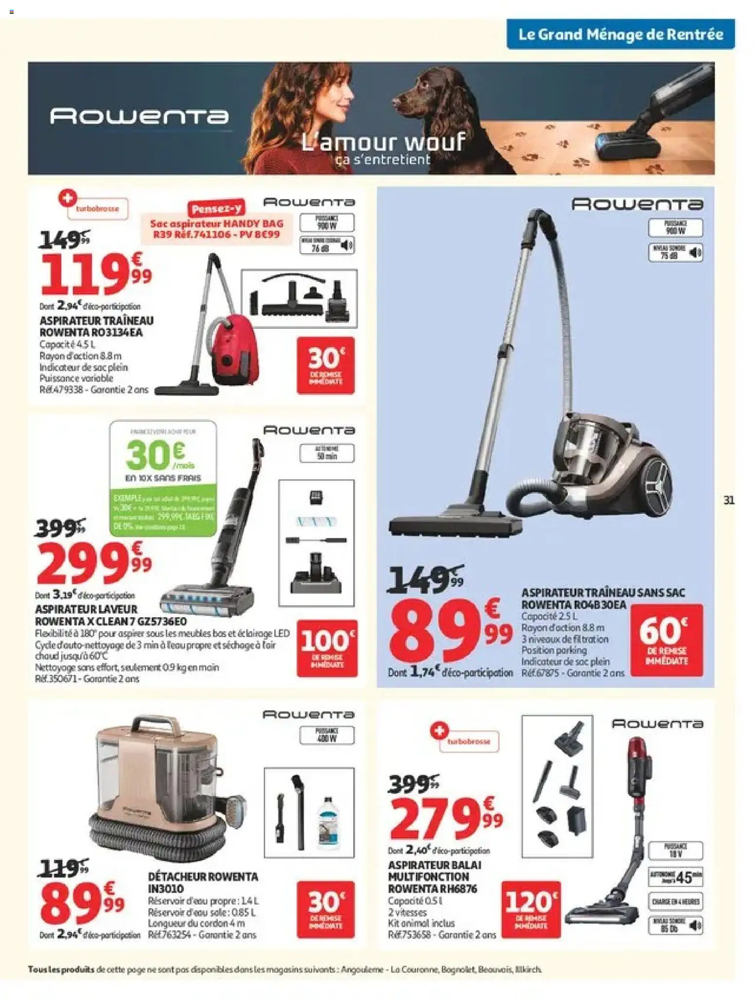 Prévisualisation de Auchan Ménage rentrée hypers du magasin Auchan formulaire valide 08/09/2026 - Aspirateur, Sac, Aspirateur balai, Rowenta, Balai, Éclairage, Aspirateur traîneau, Réservoir d'eau