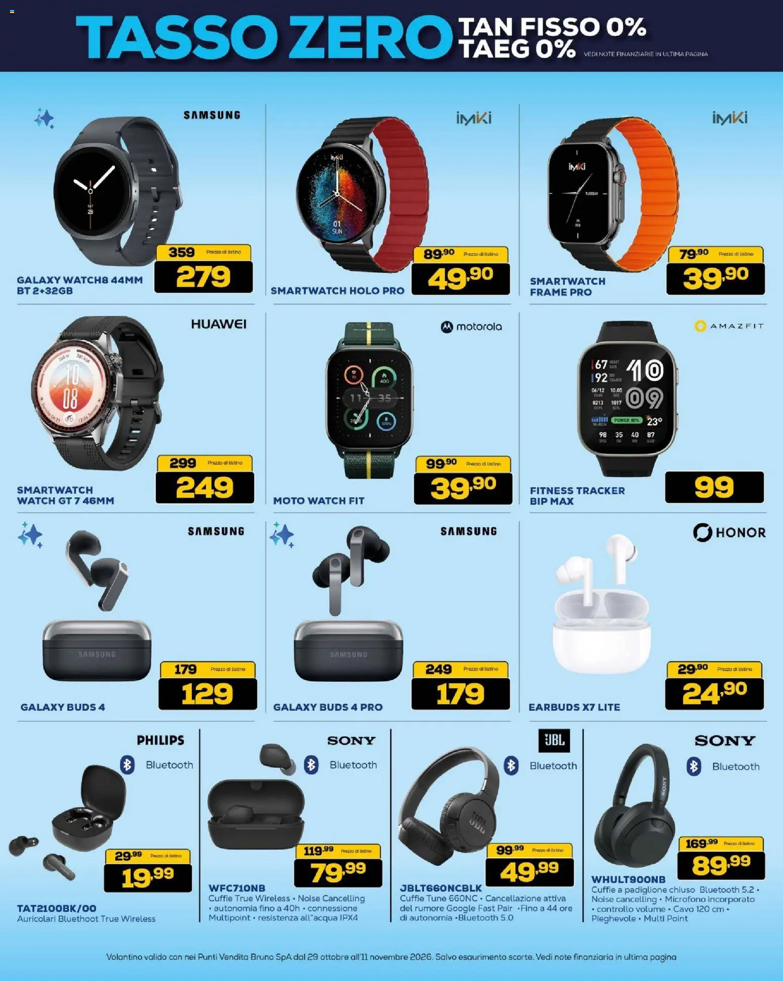 Anteprima dell'opuscolo BRUNO Black Friday dal negozio BRUNO valido da 29/10/2026 - Samsung, Huawei, Smartwatch, Microfono, Cuffie, Cavo, Auricolari