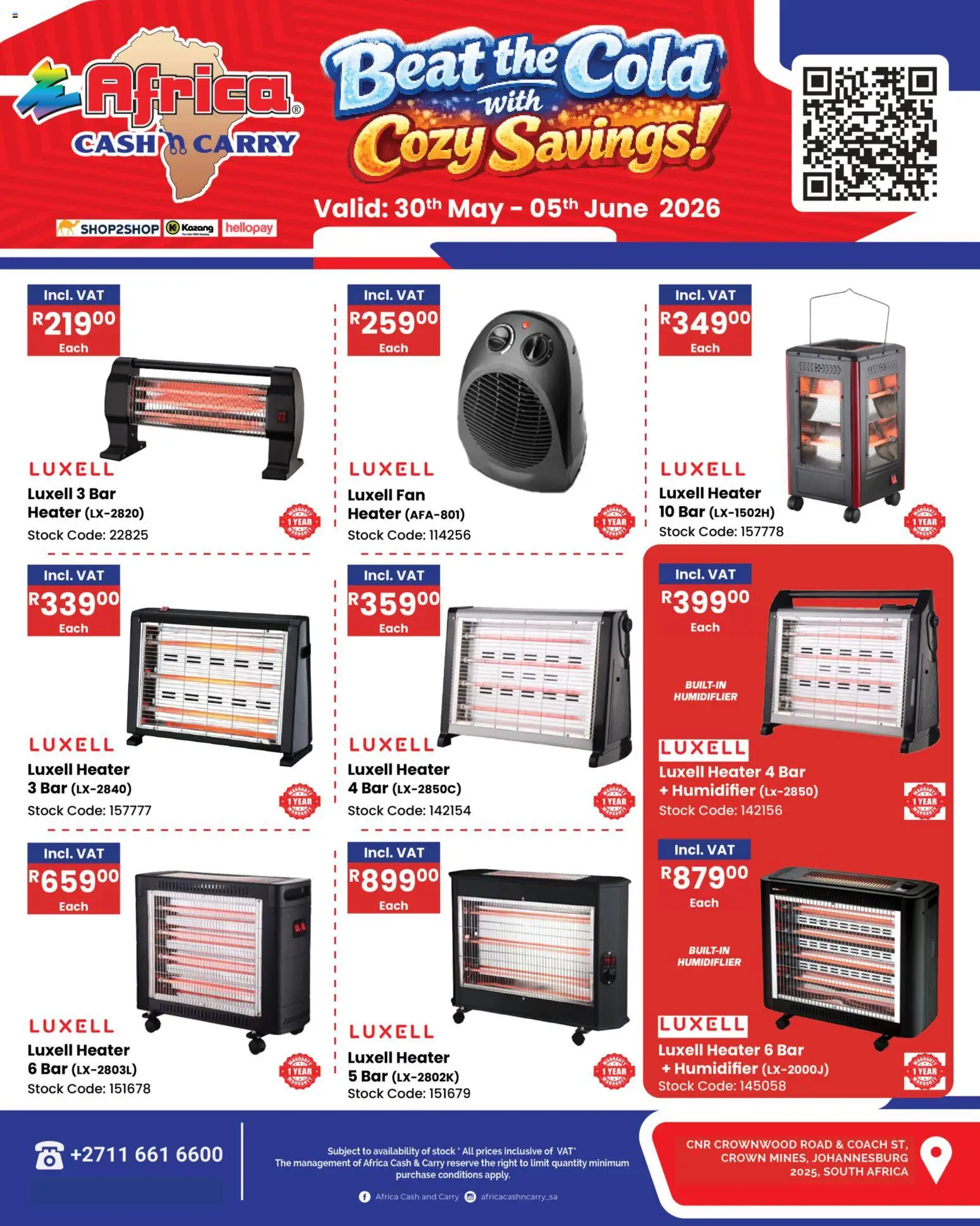 Preview of Africa Cash & Carry flyer valid from 30/05/2026 - Fan, Heater, Stock