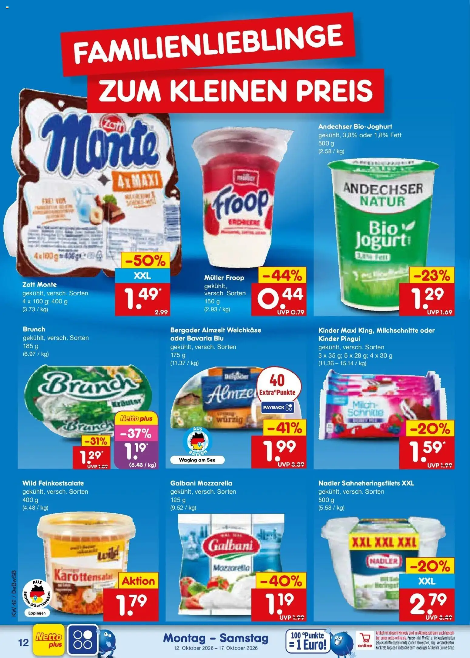 Vorschau von dem Prospekt des Geschäftes Netto Marken-Discount, gültig ab dem 12.10.2026 - Mozzarella, Milch, Froop