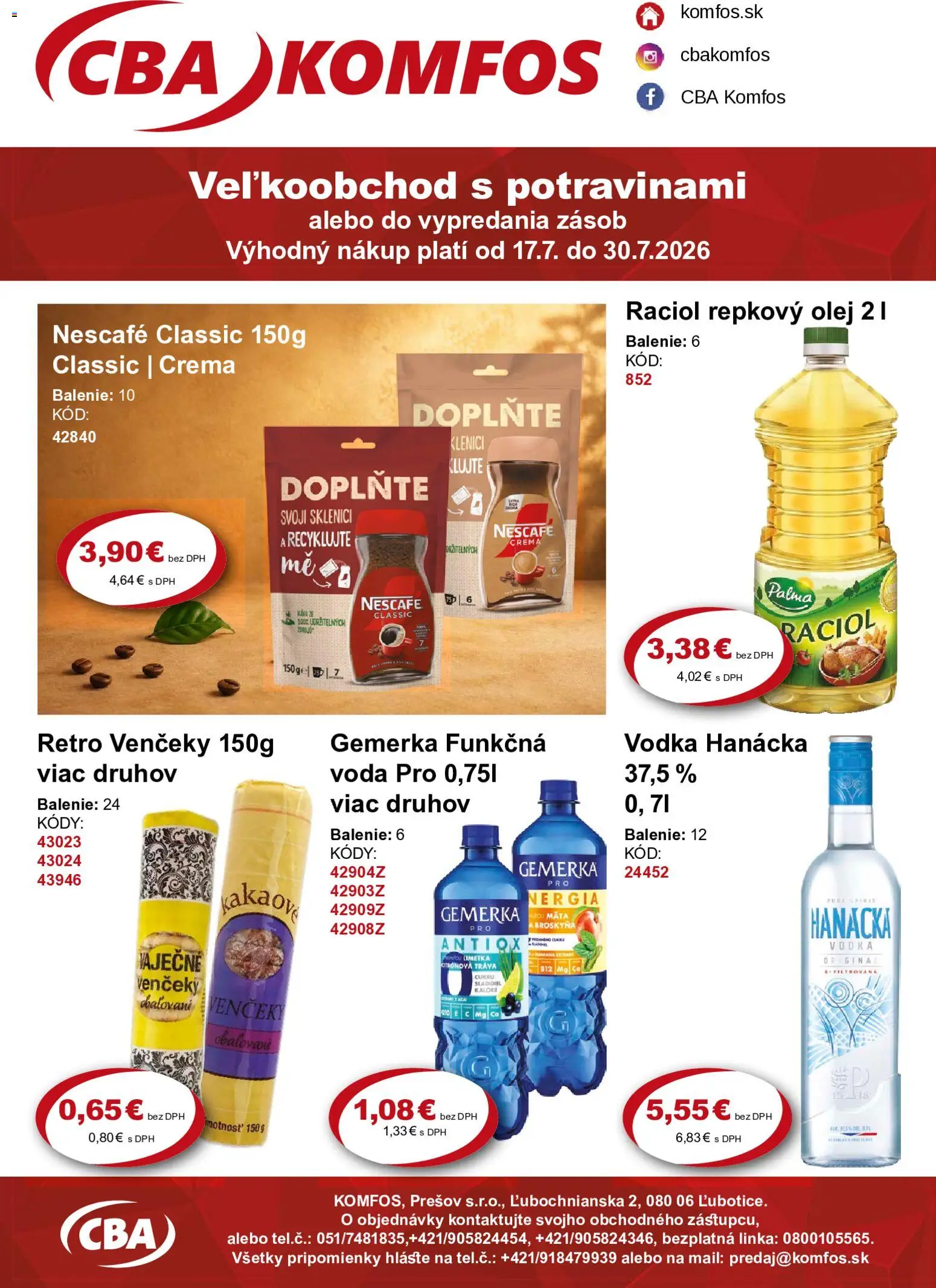 Náhľad CBA Komfos letáku platného od 21.08.2026