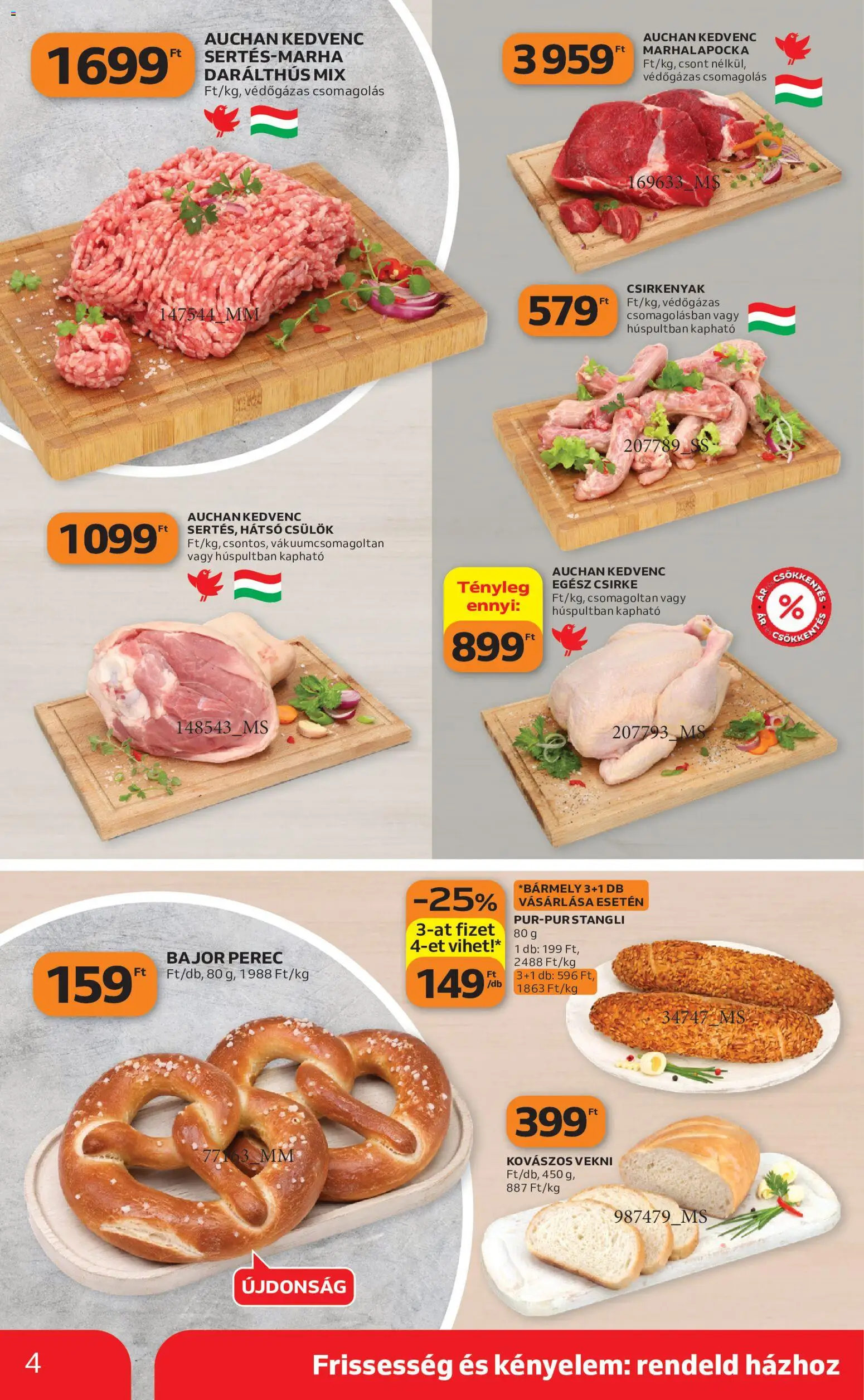 Auchan - Auchan Szupermarket akciós újság megtekintése, amely érvényes 2026.10.22.-től - Csirke, Csülök, Vekni, Stangli, Egész csirke
