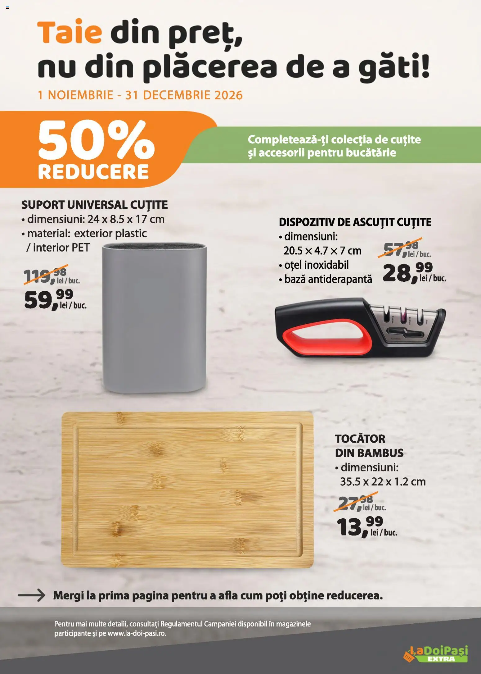 Previzualizarea de cataloage: LaDoiPași LaDoiPași Catalog extra valabil de la 01.11.2026 - Bucătărie, Tocător, Suport