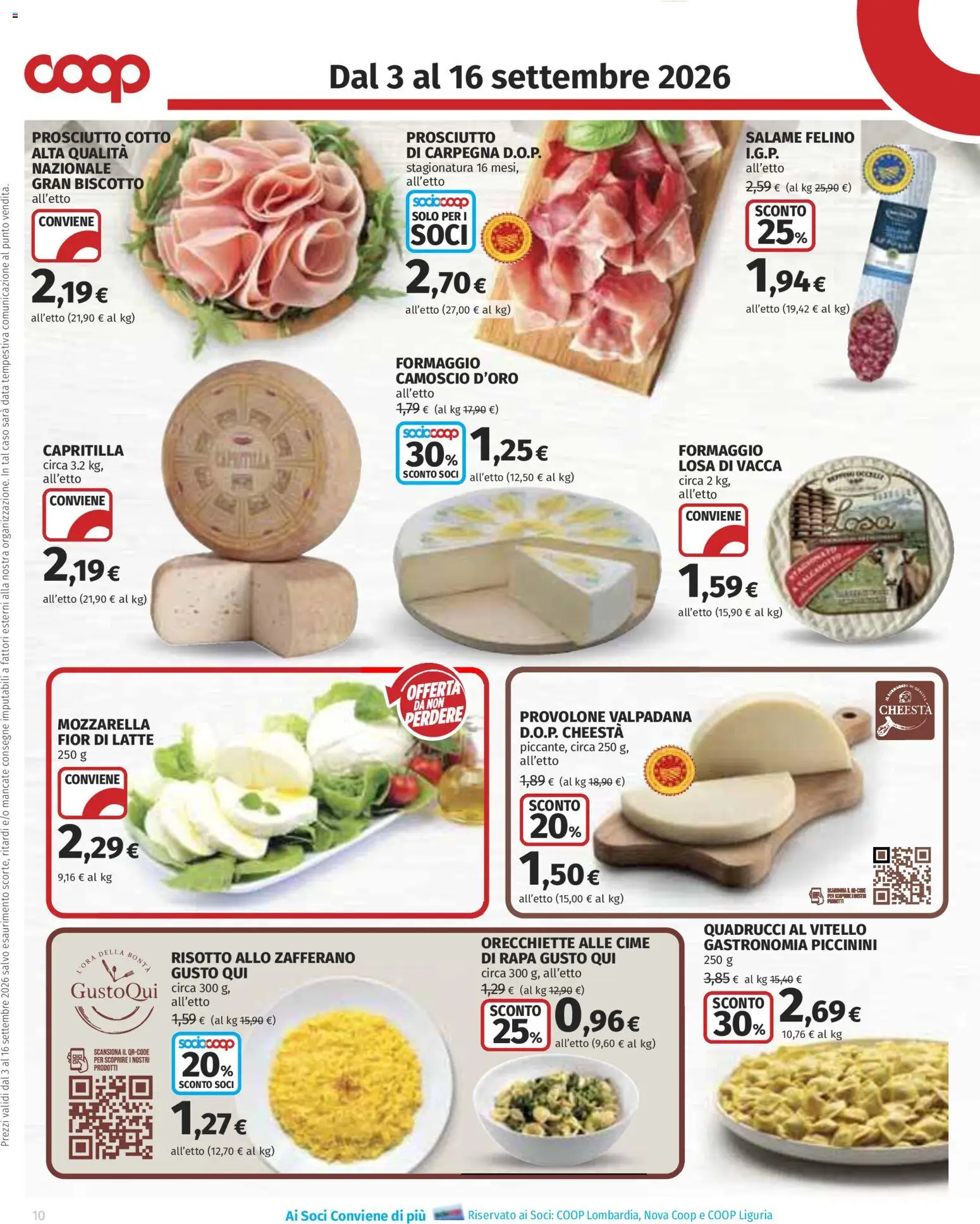 Anteprima dell'opuscolo COOP volantino Superstore Lombardia dal negozio COOP valido da 03/09/2026 - Latte, Formaggio, Mozzarella, Prosciutto, Prosciutto Cotto, Orecchiette, Salame, Vitello