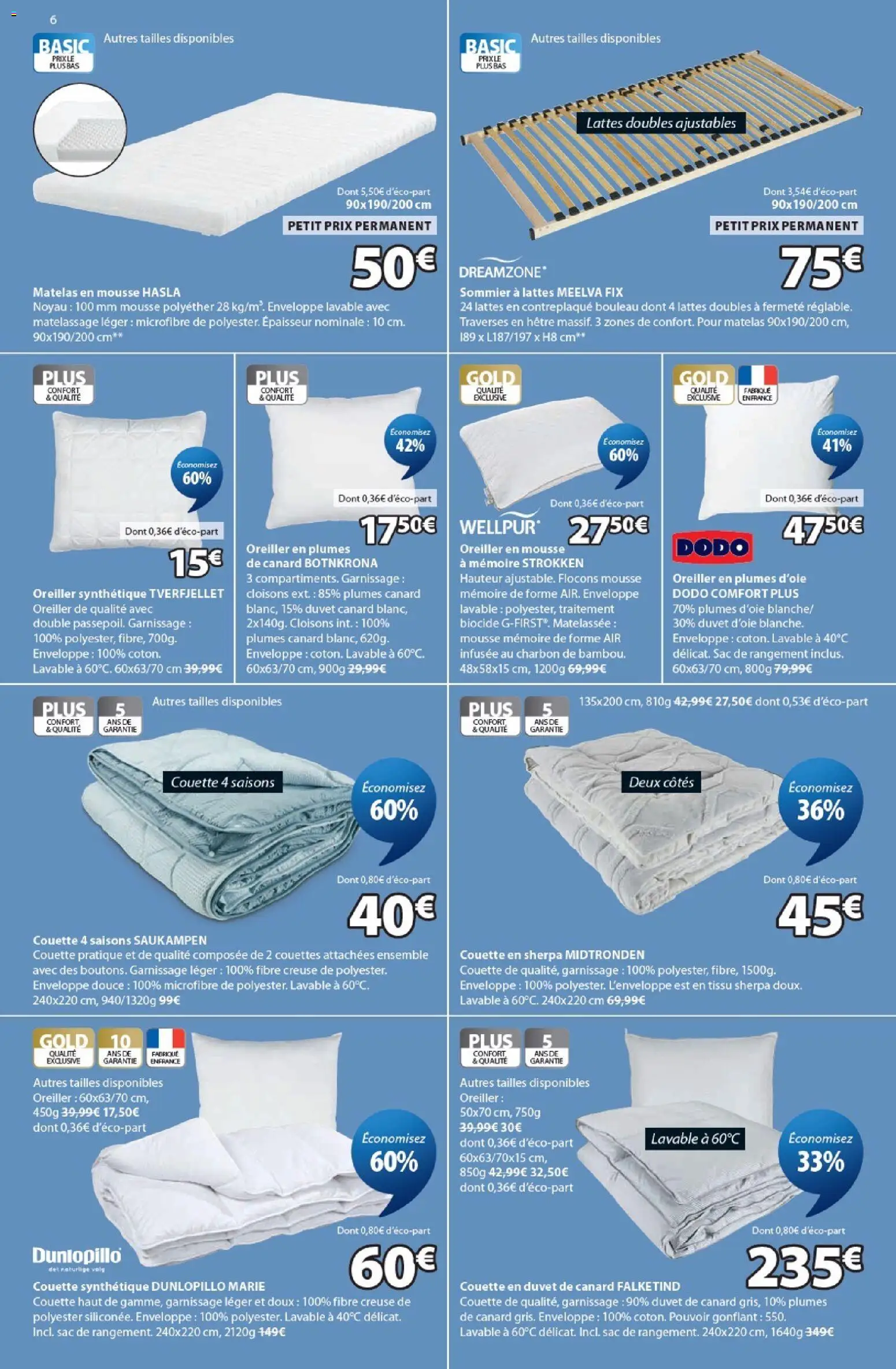 Prévisualisation de Jysk Offres du magasin Jysk formulaire valide 01/09/2026 - Sac, Matelas, Canard, Oreiller, Enveloppe, Sommier, Couette, Mousse