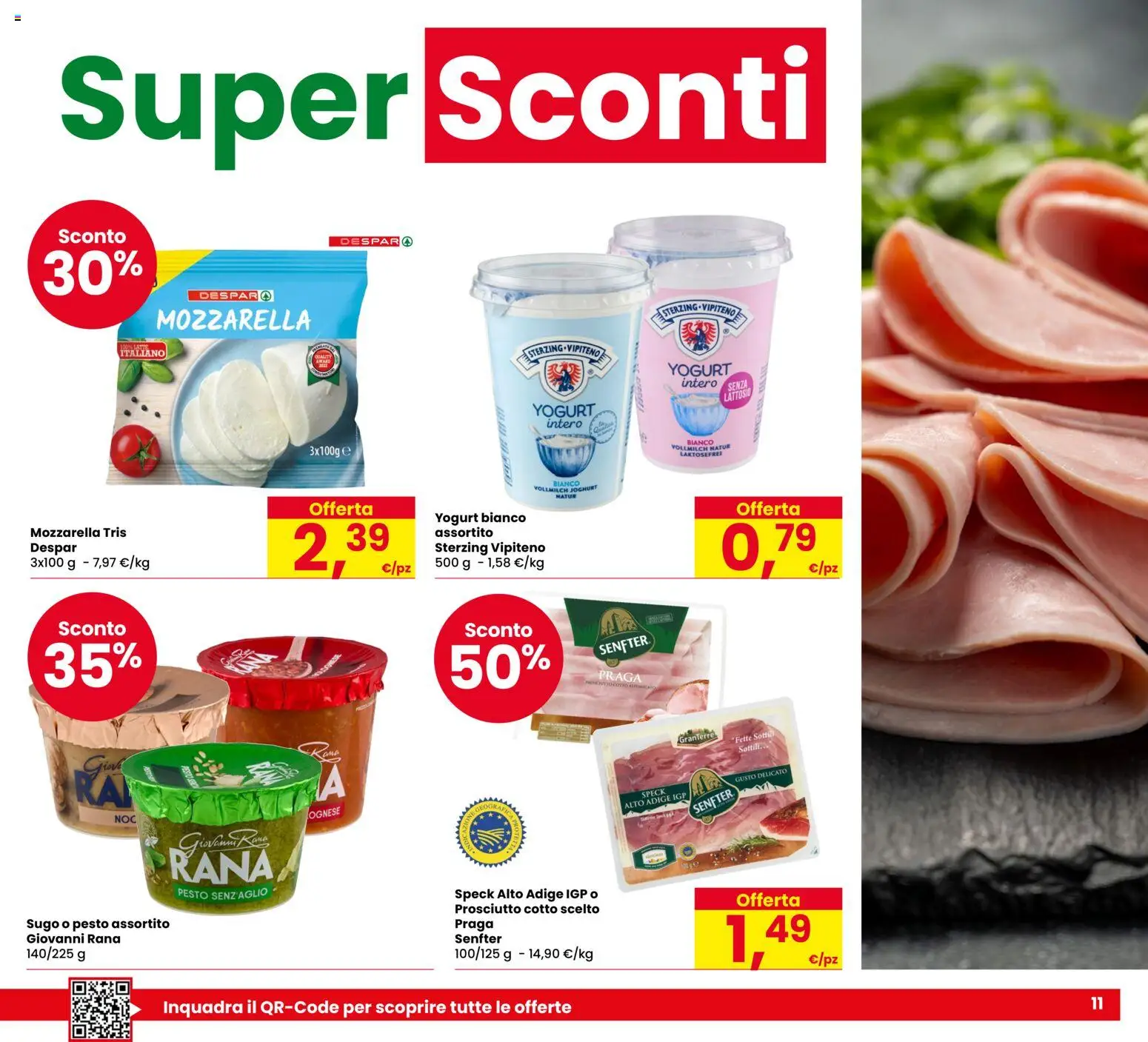 Anteprima dell'opuscolo Eurospar volantino Malcesine dal negozio Eurospar valido da 29/10/2026 - Yogurt, Mozzarella, Speck, Prosciutto, Pesto, Prosciutto Cotto, Sugo, Yogurt bianco