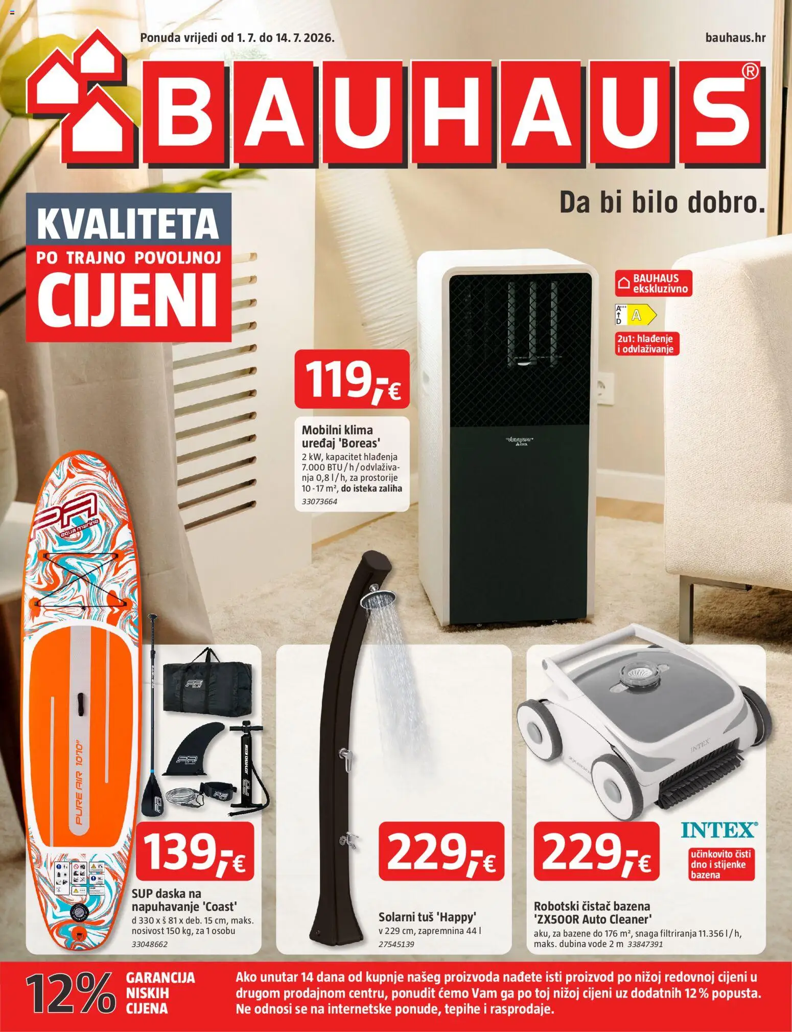 Pregled letka Bauhaus Katalog trgovine Bauhaus vrijedi od 01.07.2026 - Klima uređaj, Klima, Tuš, Solarni tuš, Mobilni klima uređaj