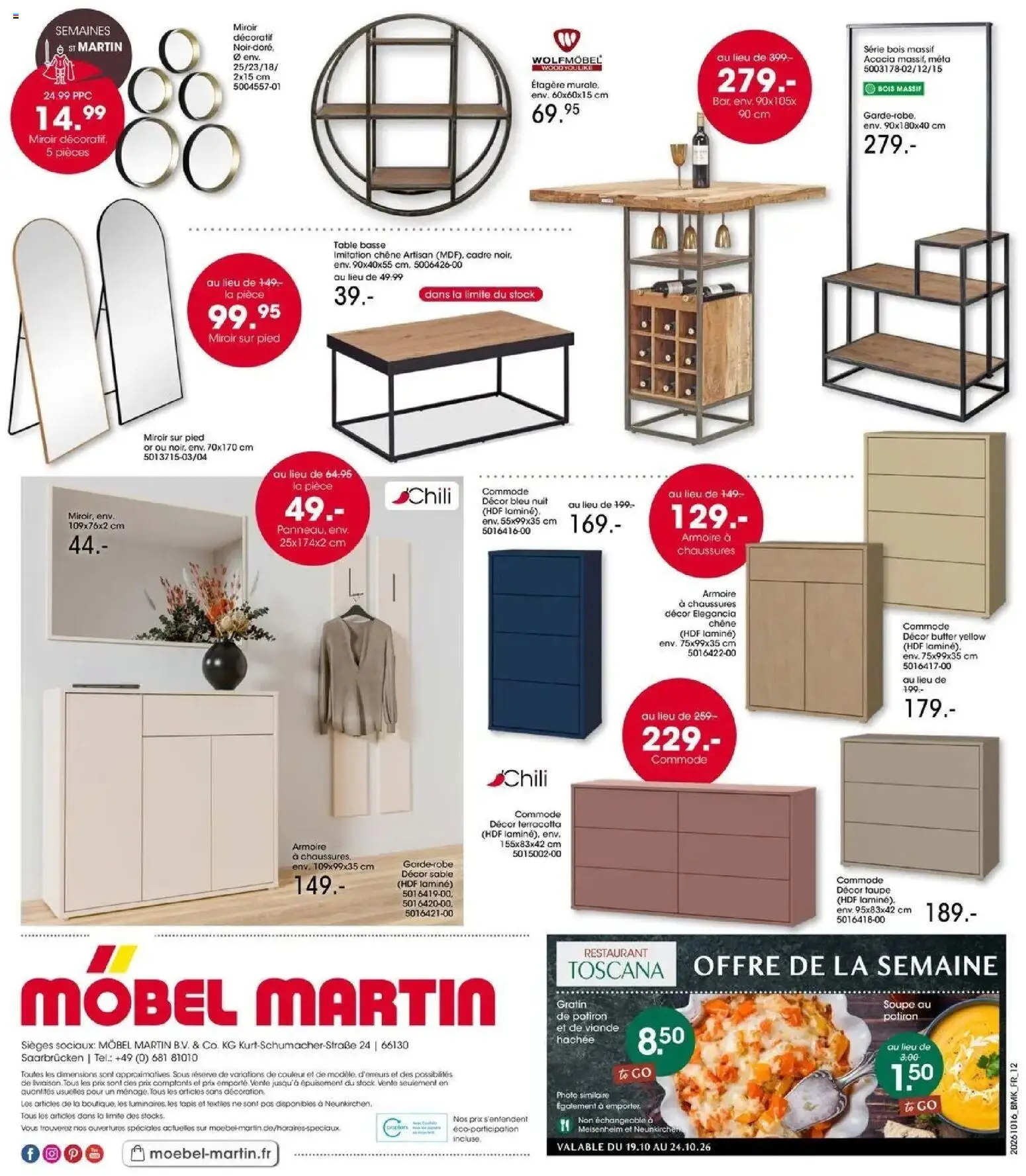 Prévisualisation de Möbel Martin: Offres hebdomadaires du magasin Möbel Martin formulaire valide 16/10/2026 - Table basse, Chaussures, Table, Sable, Cadre, Viande, Miroir sur pied, Étagère