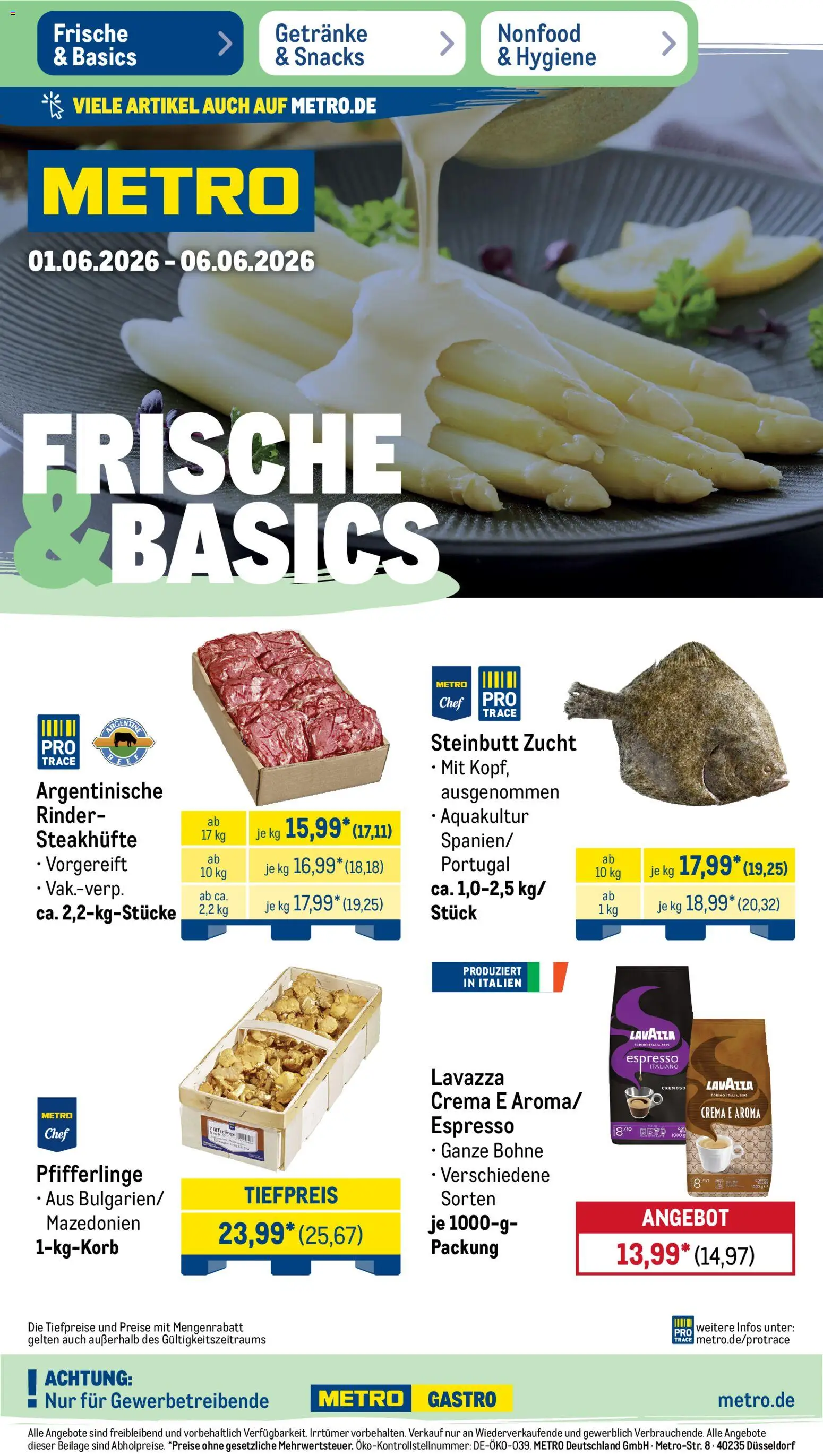 Vorschau von dem Prospekt des Geschäftes Metro, gültig ab dem 01.06.2026 - Pfifferlinge, Lavazza