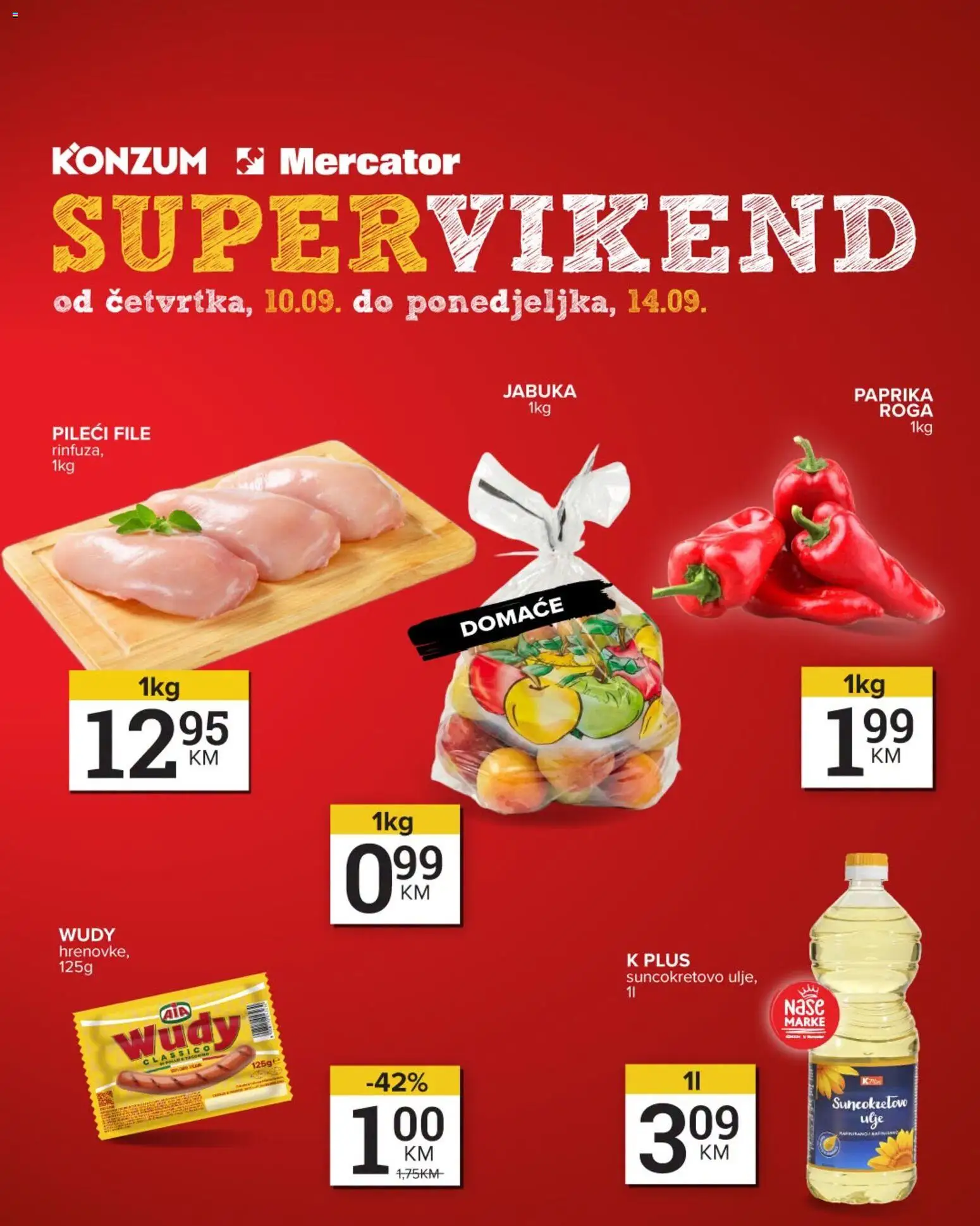 Pregled letka KONZUM vikend akcija trgovine KONZUM vrijedi od 10.09.2026