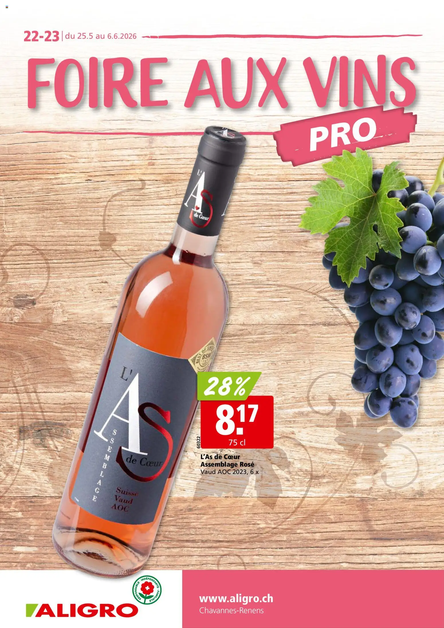 Vorschau des Merkblatts Aligro aktionen Weinfestival Chavannes vom Shop Aligro gültig von 25.05.2026 bis 06.06.2026