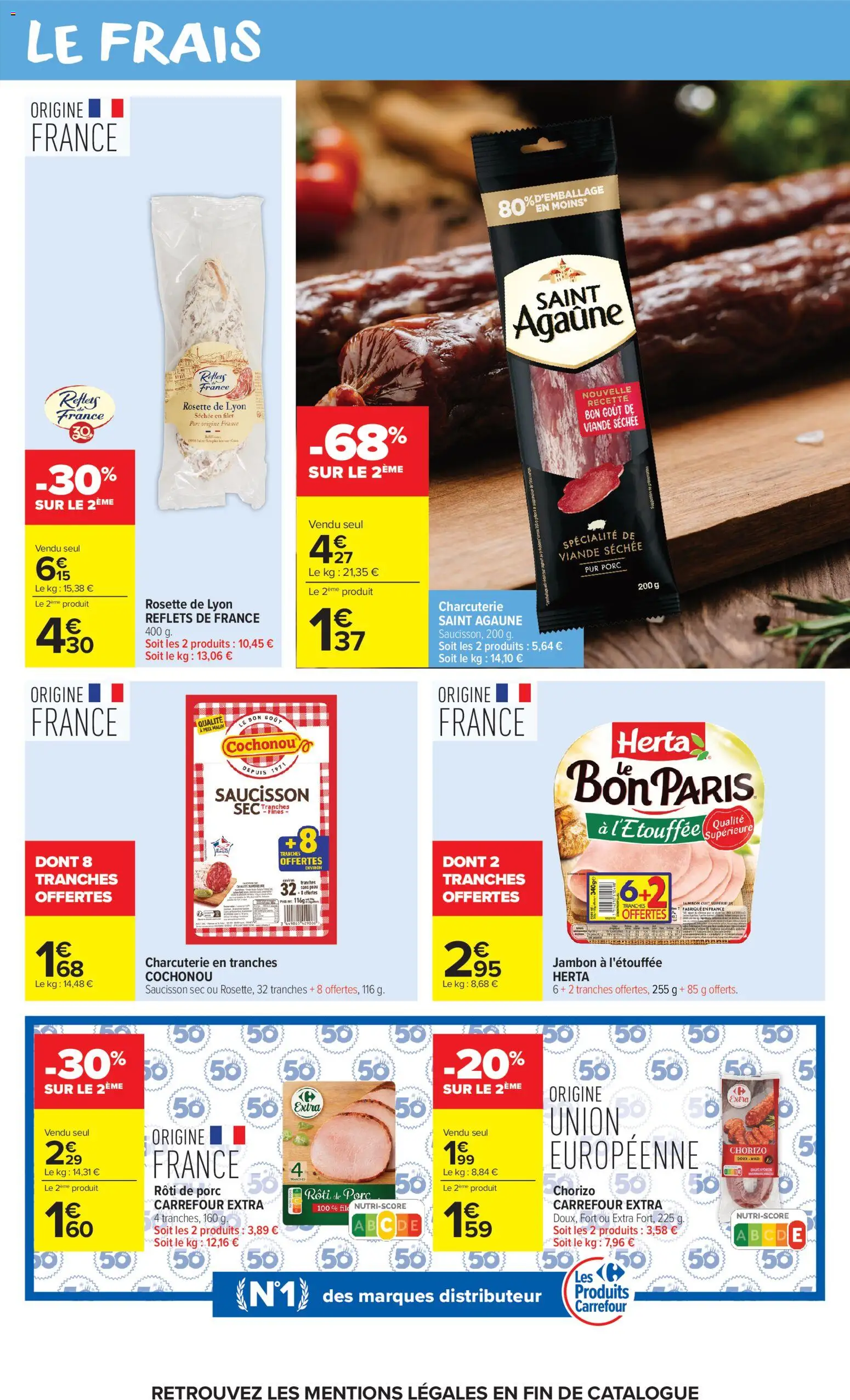 Prévisualisation de Carrefour Market catalogue du magasin Carrefour Market formulaire valide 27/10/2026 - Saucisson, Rôti de porc, Jambon, Porc, Rosette, Saucisson sec, Saint Agaune, Viande séchée