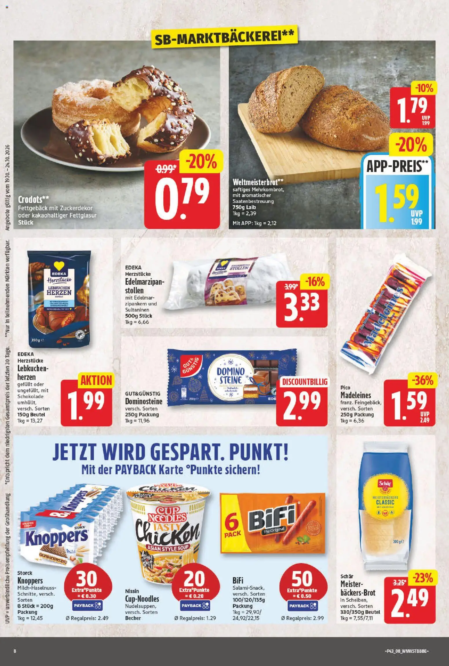 Vorschau von dem Prospekt des Geschäftes NP Discount, gültig ab dem 19.10.2026 - Schokolade, Madeleines, Knoppers, Bifi