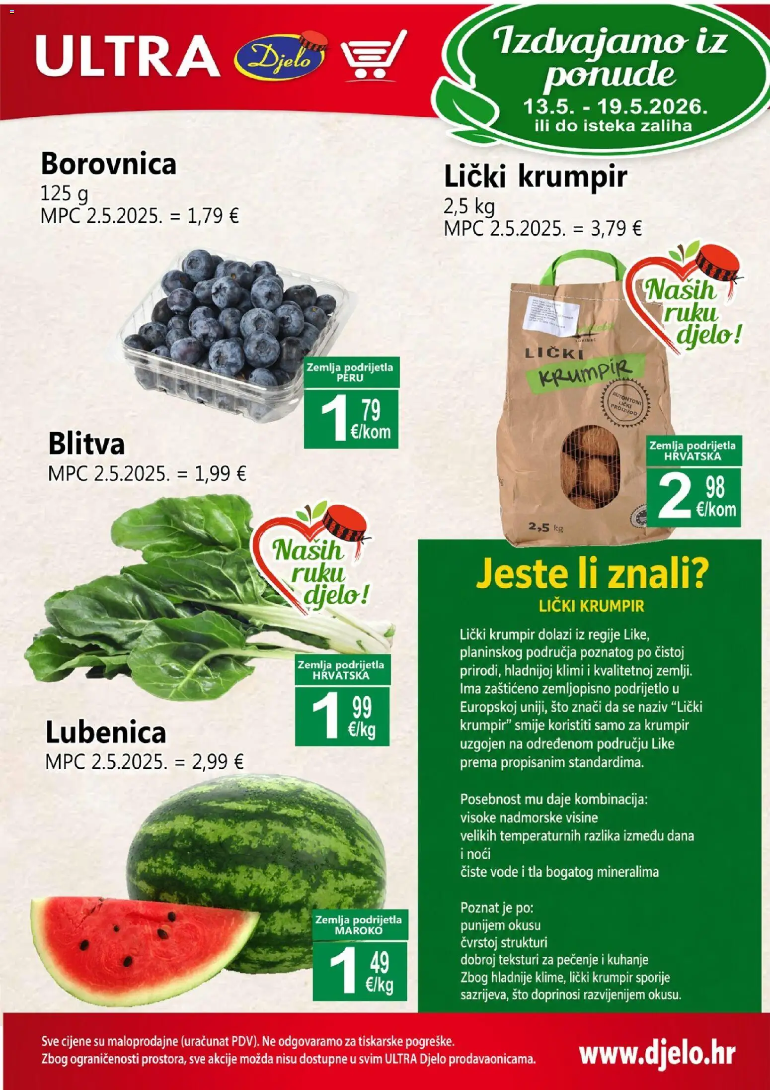 Pregled letka Djelo Katalog trgovine Djelo vrijedi od 13.05.2026