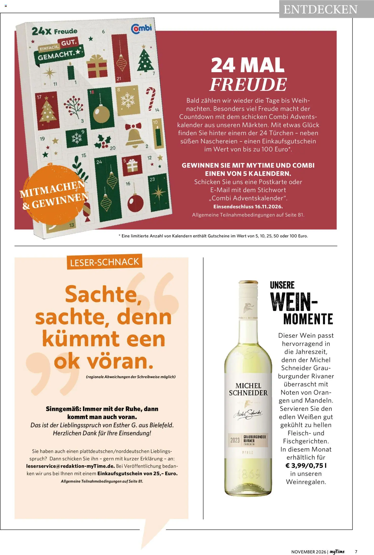 Vorschau von dem Prospekt des Geschäftes Combi, gültig ab dem 01.11.2026 - Wein, Fleisch