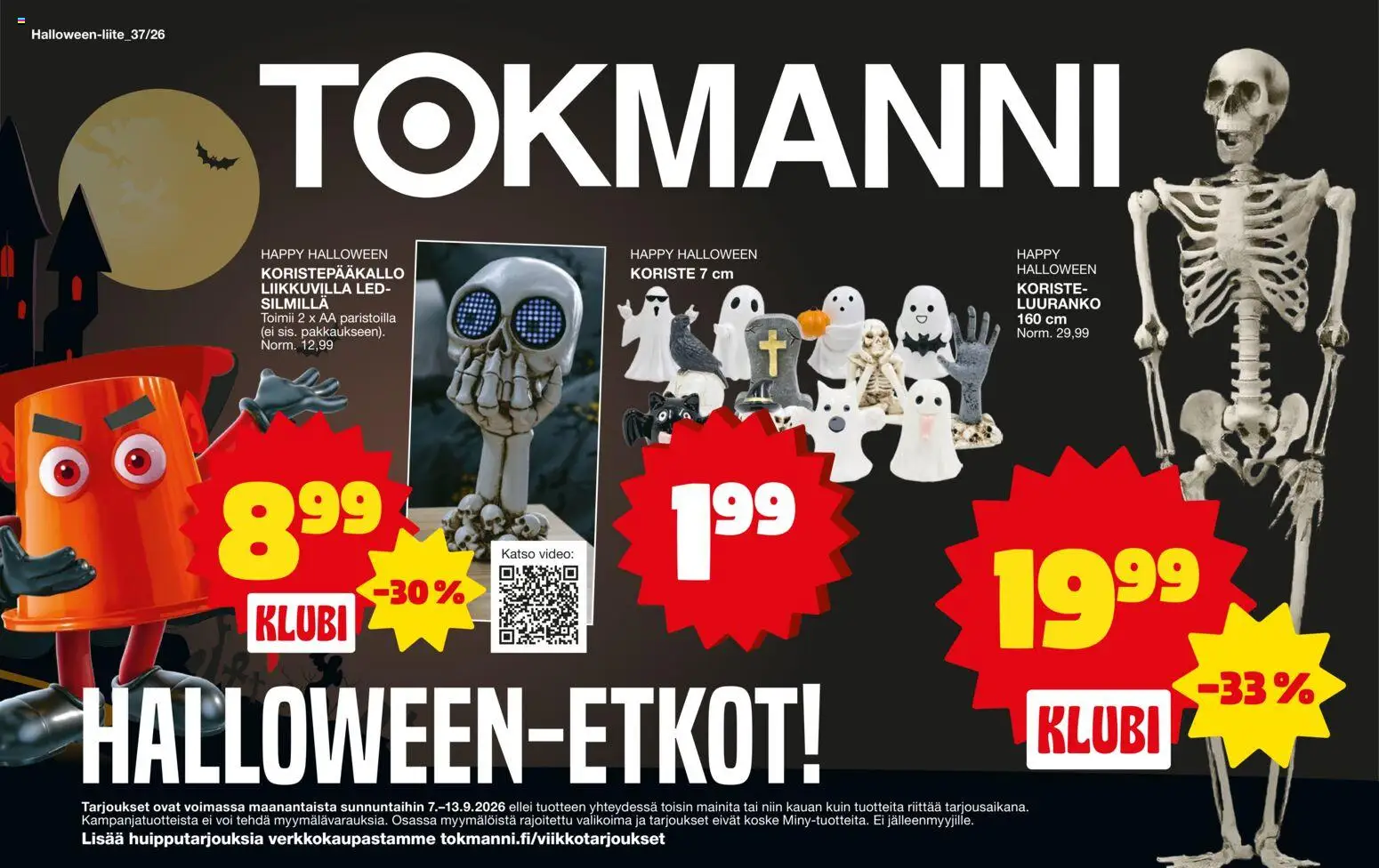 Kaupan Tokmanni Tokmanni Halloween esikatselu, voimassa 07/09/2026