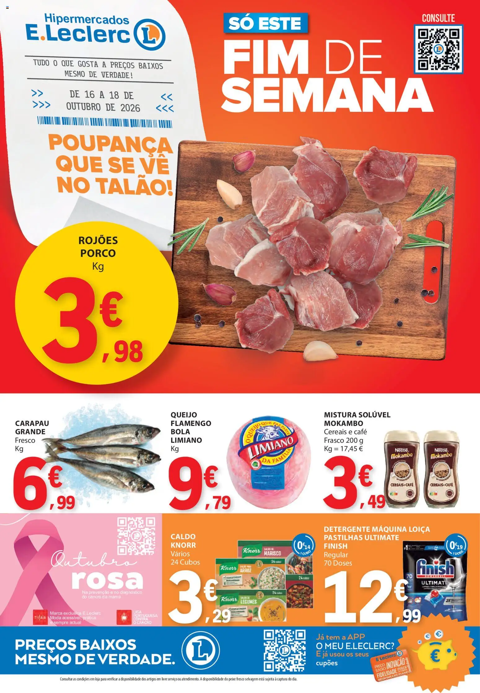 Pré-visualização do folheto da loja E.Leclerc válida a partir de 16/10/2026 - Café, Arroz, Peixe, Queijo, Cereais, Detergente, Knorr, Caldo