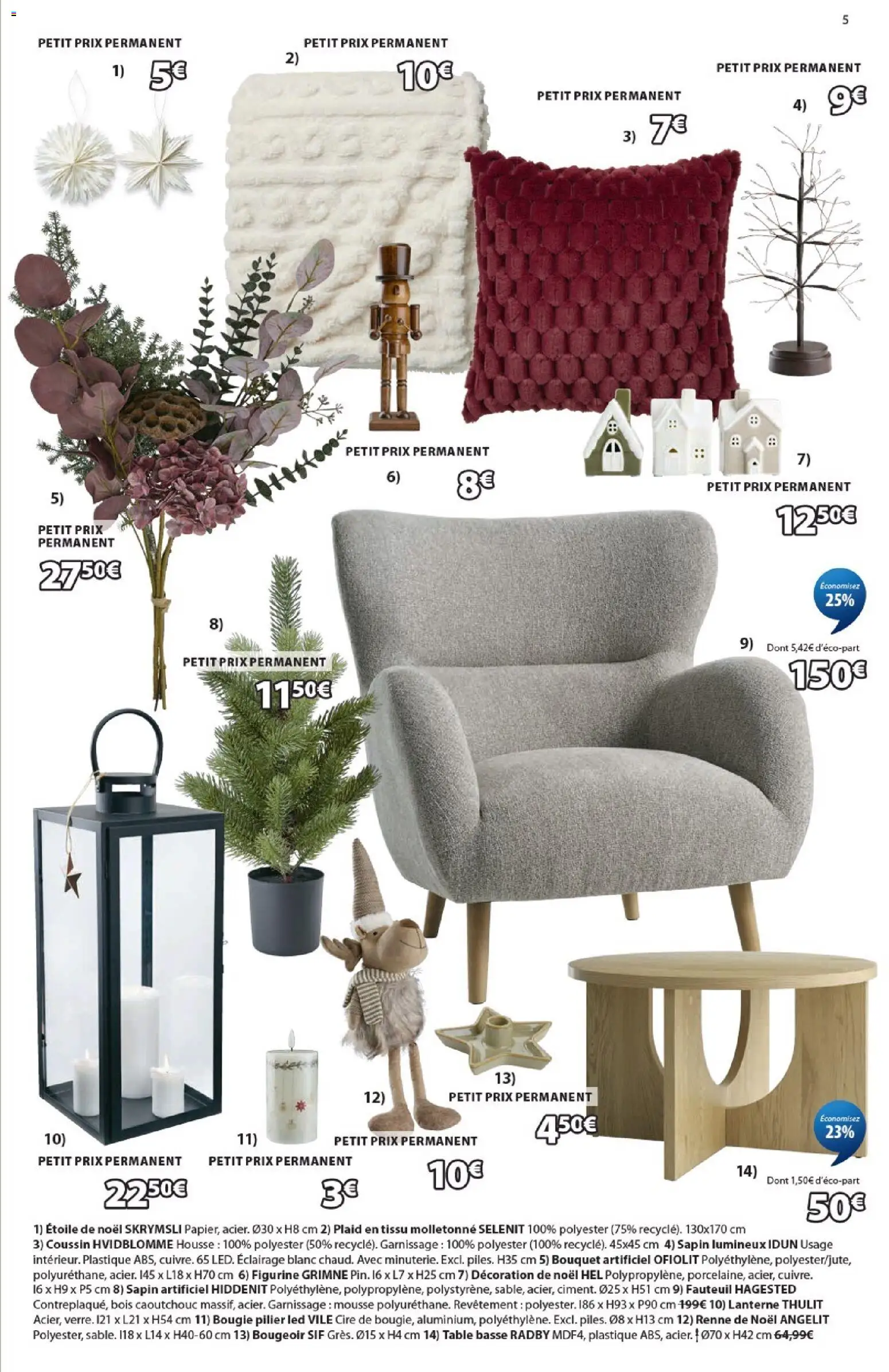 Prévisualisation de Jysk Offres du magasin Jysk formulaire valide 01/09/2026 - Table basse, Fauteuil, Plaid, Mousse, Decoration de noel, Éclairage, Cire, Sapin lumineux
