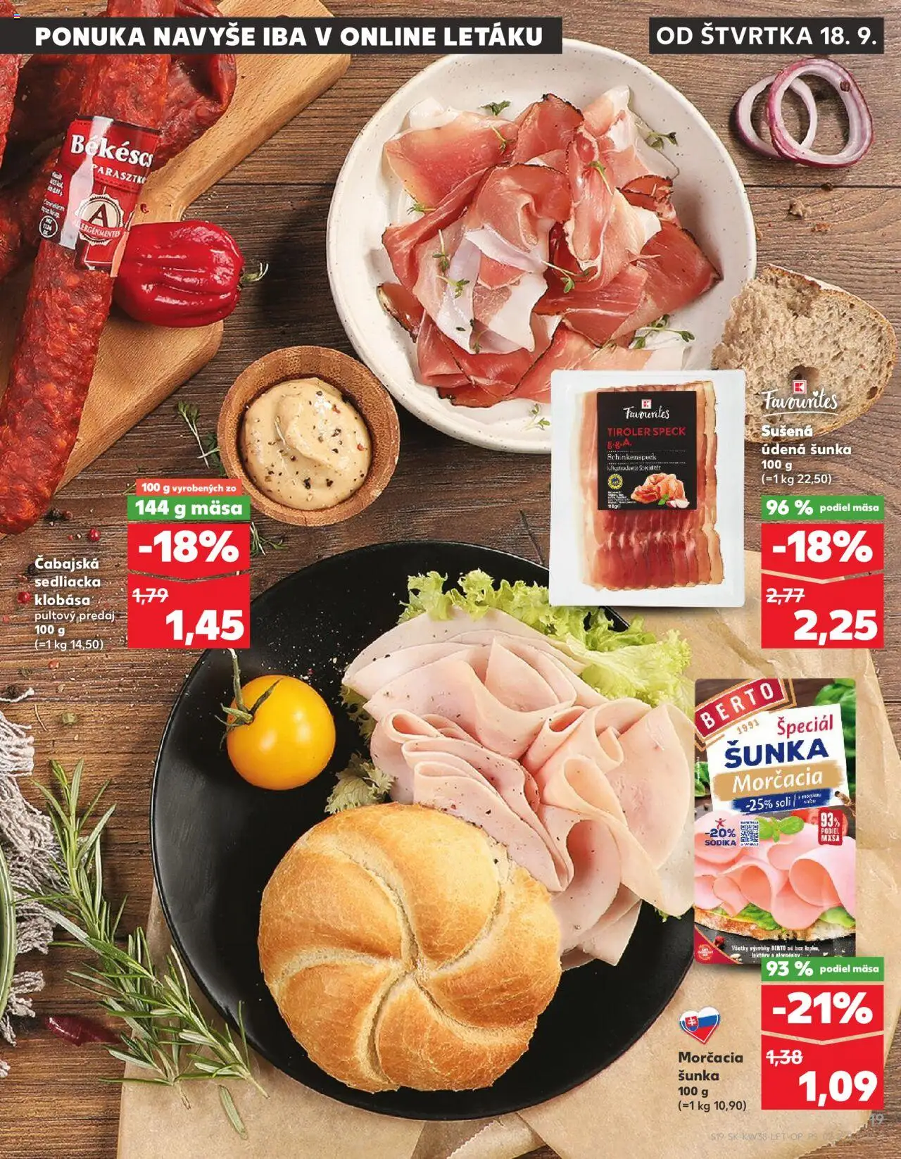 Náhľad Kaufland letáku platného od 18.09.2025 - Klobása, Šunka
