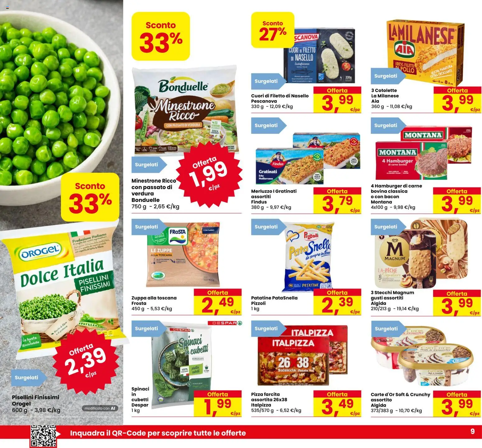Anteprima dell'opuscolo Eurospar volantino Chirignago dal negozio Eurospar valido da 29/10/2026 - Pizza, Hamburger, Carne, Minestrone, Spinaci, Bacon, Nasello, Erbe