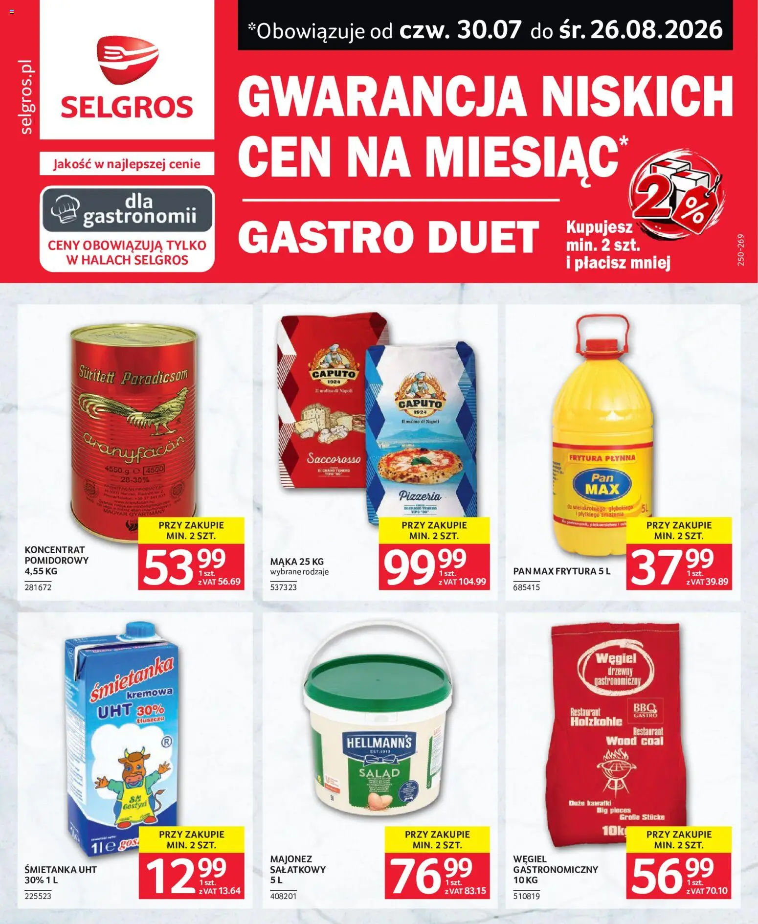 Pogląd gazetki "Selgros cash&carry gazetka - Gastro Duet" ze sklepu Selgros cash&carry ważnej od 30.07.2026 - Mąka, Majonez, Węgiel drzewny, Frytura