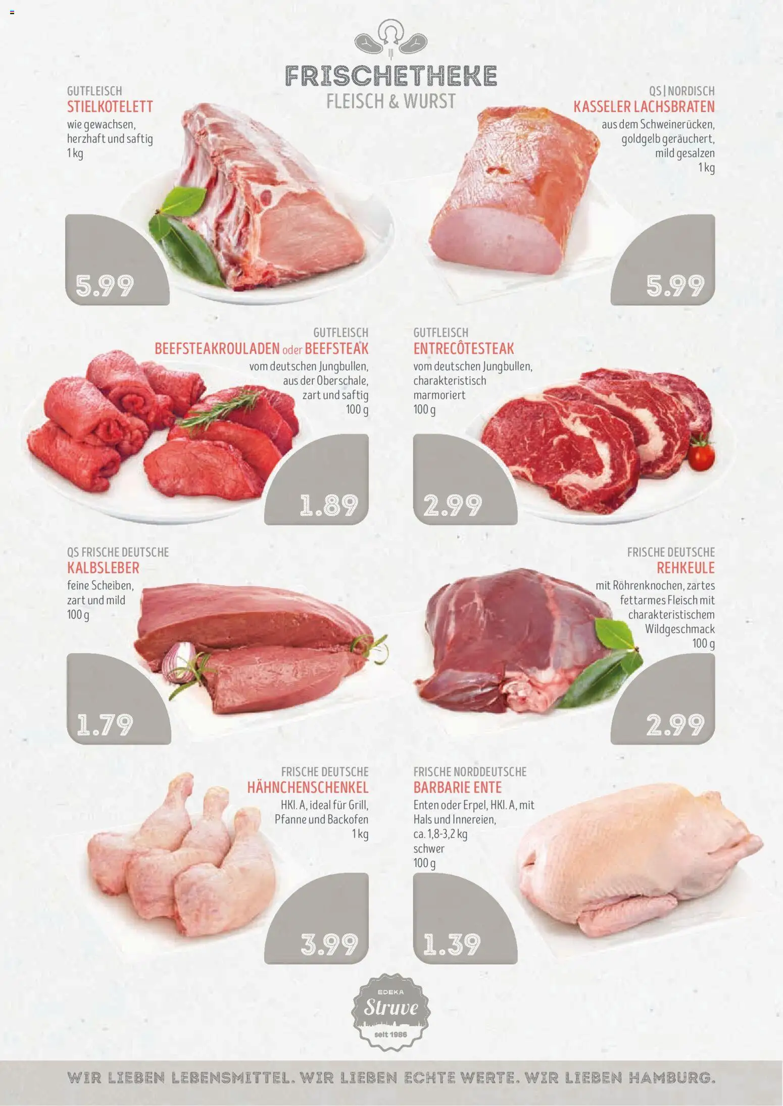 Vorschau von dem Prospekt des Geschäftes Edeka Struve, gültig ab dem 02.11.2026 - Wurst, Backofen, Ente, Fleisch, Hahnchenschenkel, Kalbsleber