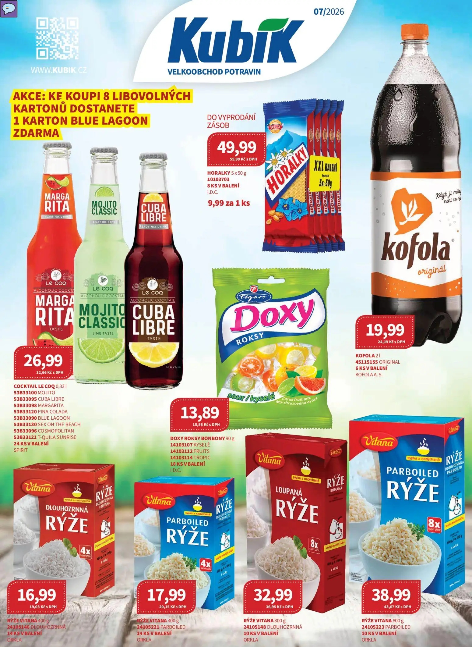 Náhled nabídky: Kubík Kubík leták - Velkoobchod 07/2026 platný od 01.07.2026 - Ovoce, Kofola, Rýže, Mojito, Horalky, Šálek, Sáček, Piña colada