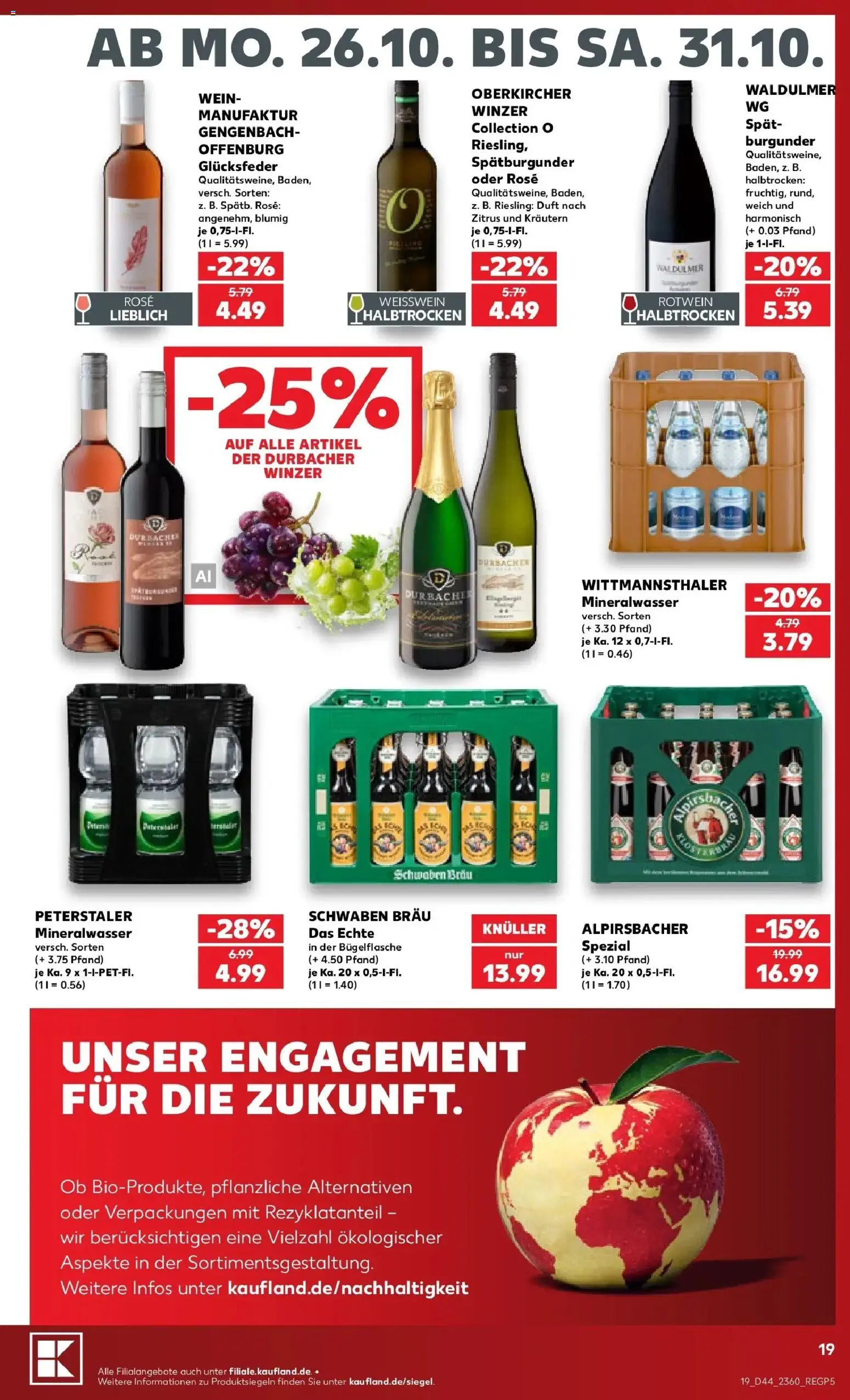 Vorschau von dem Prospekt des Geschäftes Kaufland, gültig ab dem 26.10.2026 - Wein, Mineralwasser, Weißwein, Rotwein, Duft