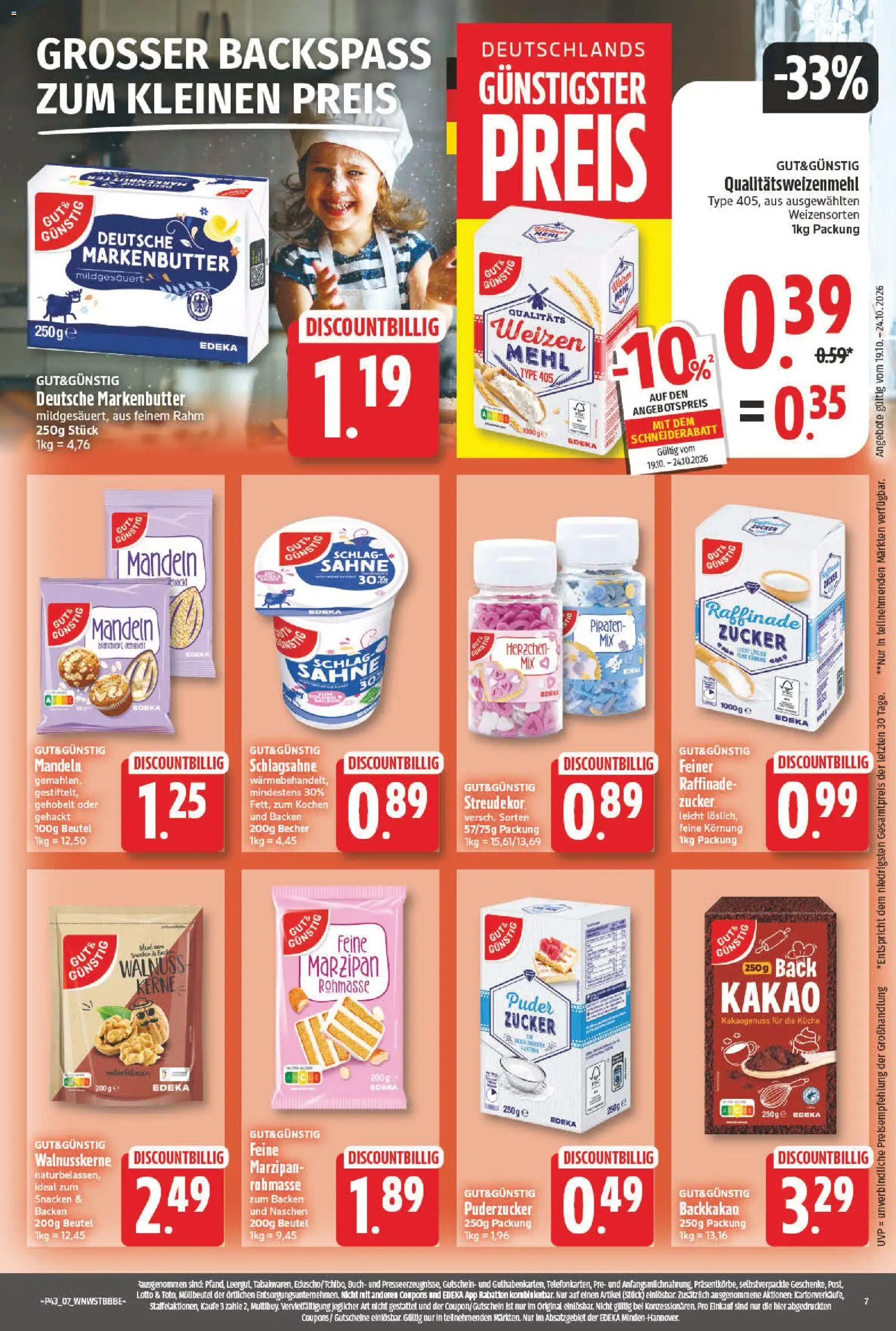 Vorschau von dem Prospekt des Geschäftes NP Discount, gültig ab dem 19.10.2026 - Küche, Mehl, Schlagsahne, Mandeln, Zucker, Sahne, Puder
