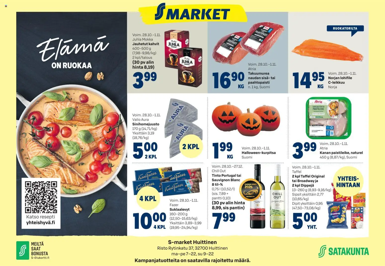 Kaupan S-market S-market tarjoukset Huittinen esikatselu, voimassa 28/10/2026 - Juhla Mokka, Suklaalevyt