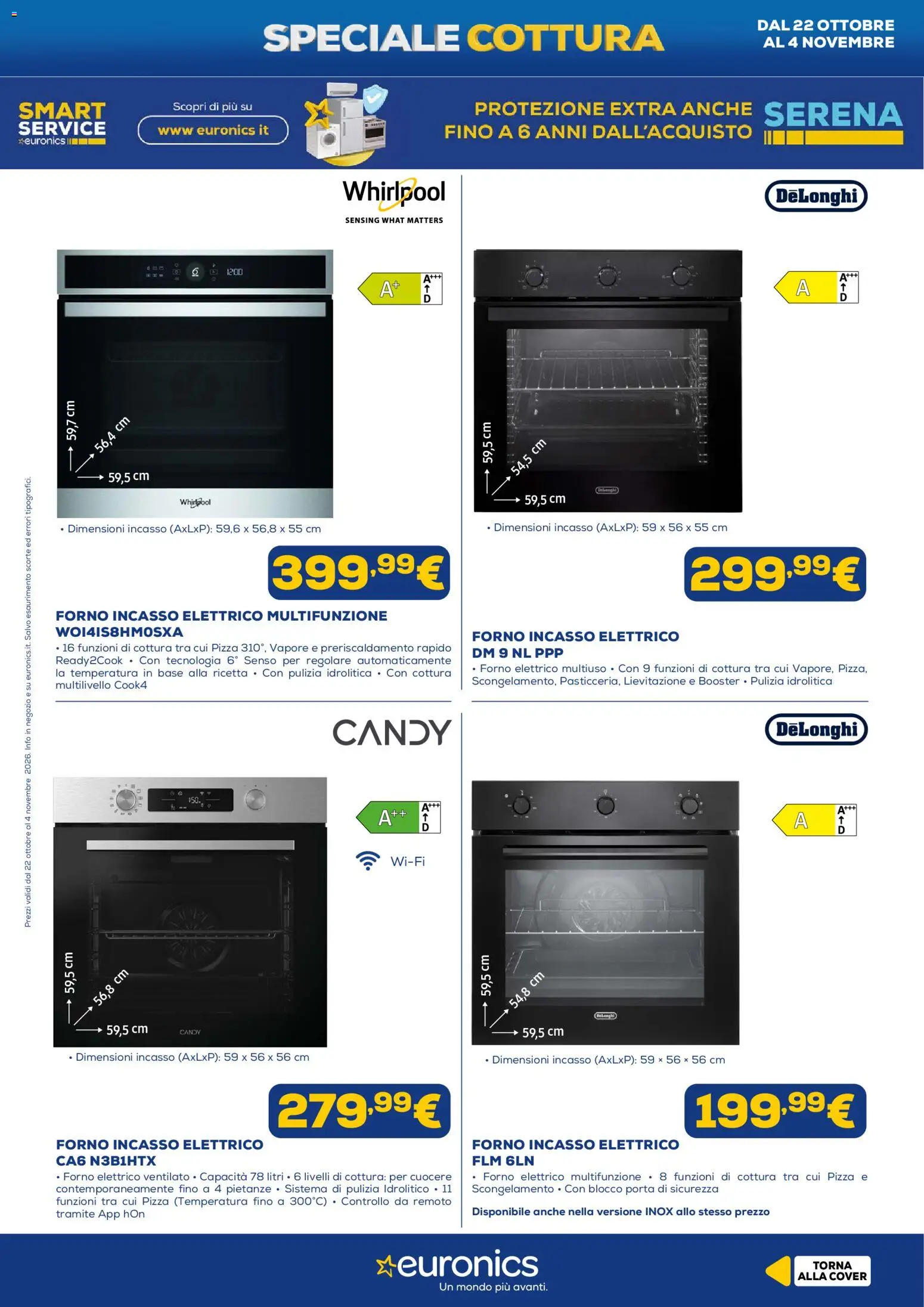 Anteprima dell'opuscolo Euronics volantino Cottura dal negozio Euronics valido da 22/10/2026 - Pizza, Forno, Forno elettrico, Porta