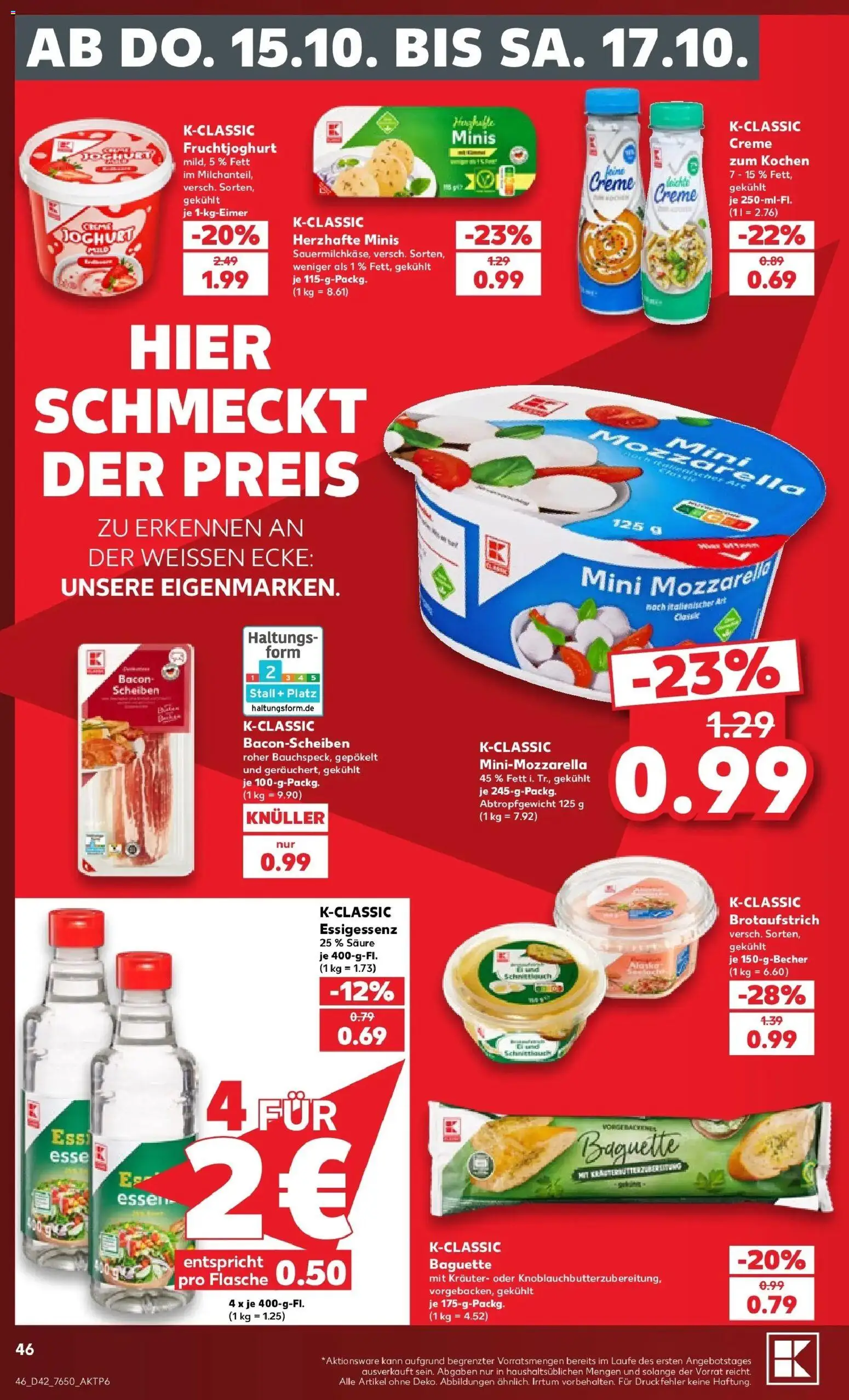 Vorschau von dem Prospekt des Geschäftes Kaufland, gültig ab dem 12.10.2026 - Joghurt, Mozzarella, Baguette, Creme, Fruchtjoghurt