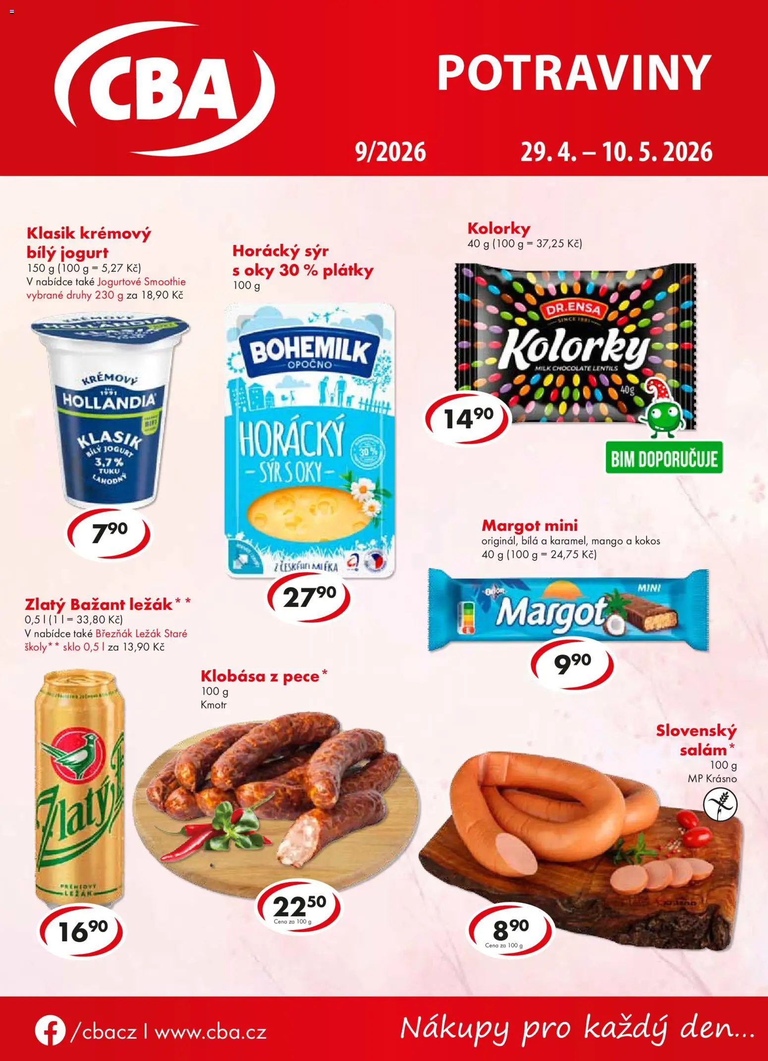 Náhled nabídky: CBA CBA leták platný od 29.04.2026 - Mango, Sýr, Smoothie, Kokos, Salám, Zlatý Bažant, Bílý jogurt, Březňák