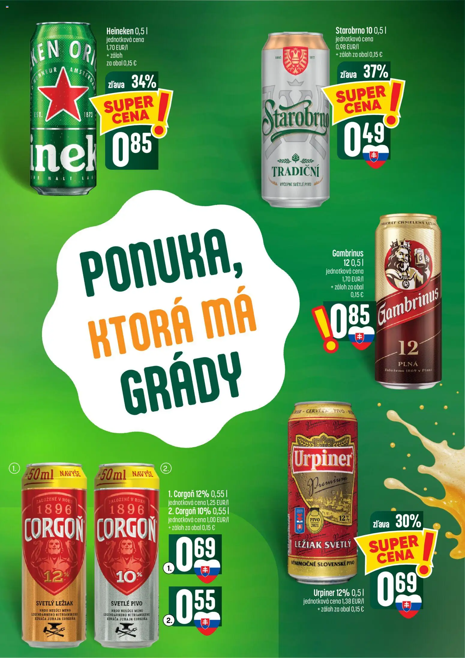 Náhľad COOP Jednota letáku platného od 08.10.2026 - Pivo, Heineken, Urpiner, Gambrinus, Corgoň