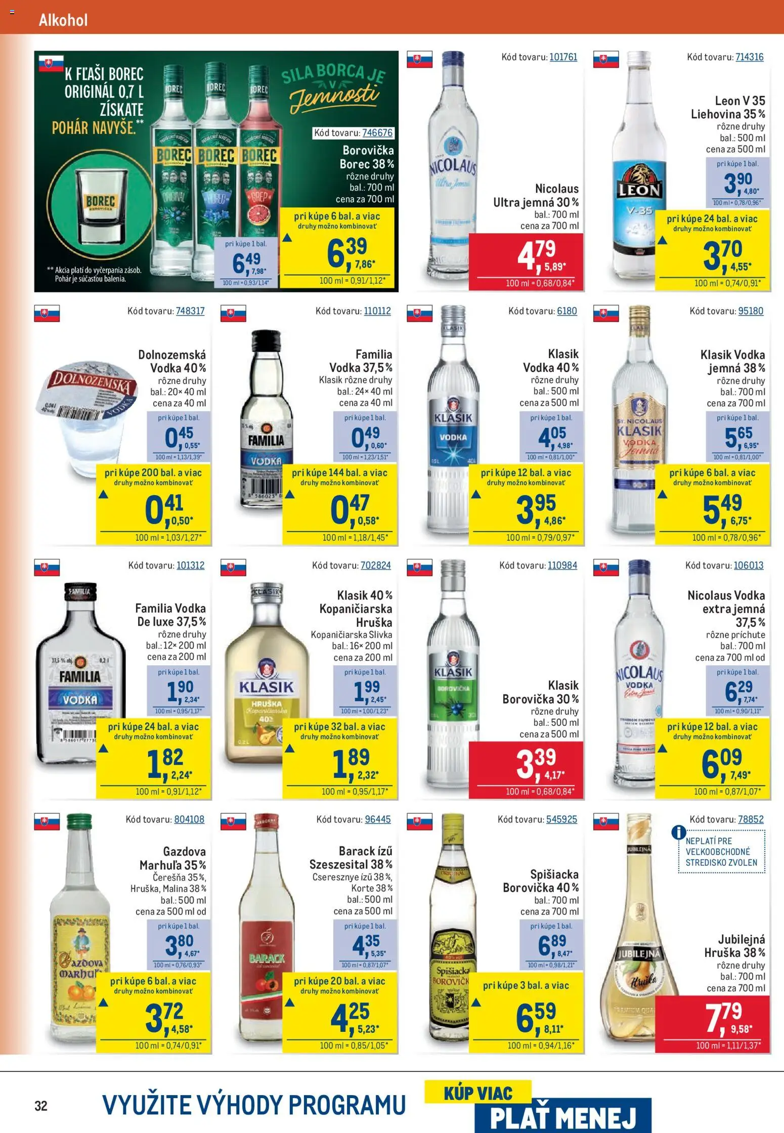 Náhľad Metro letáku platného od 21.10.2026 - Alkohol, Vodka, Borovička, Nicolaus vodka, Grep