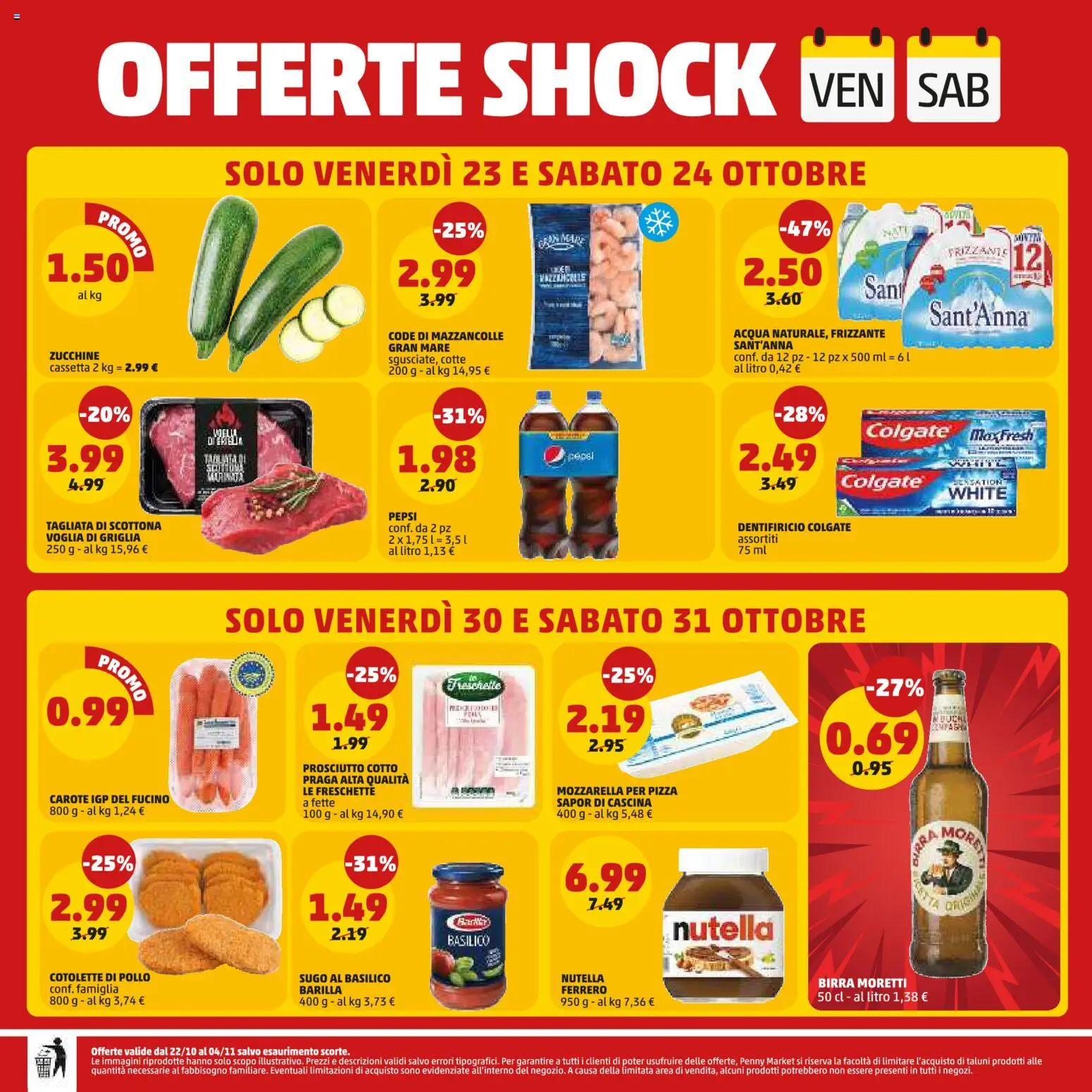 Anteprima dell'opuscolo PENNY volantino dal negozio PENNY valido da 22/10/2026 - Acqua, Zucchine, Mazzancolle, Basilico, Prosciutto, Barilla, Cotolette di pollo, Dentifricio