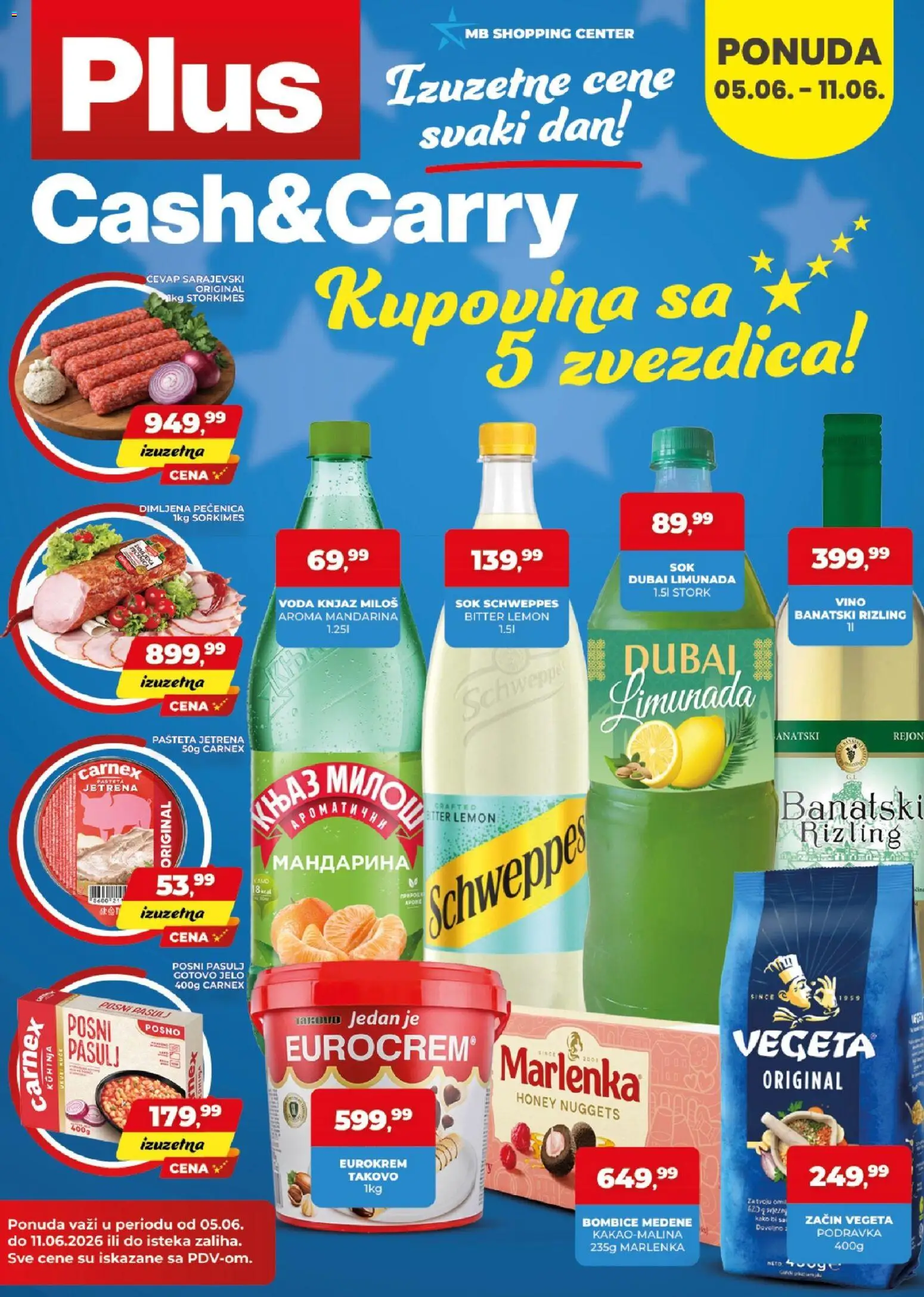 Pregled Plus Cash & Carry kataloga - važi od 05.06.2026 - Kuhinja, Ćevap, Voda, Podravka, Sok, Limunada, Pašteta, Pečenica