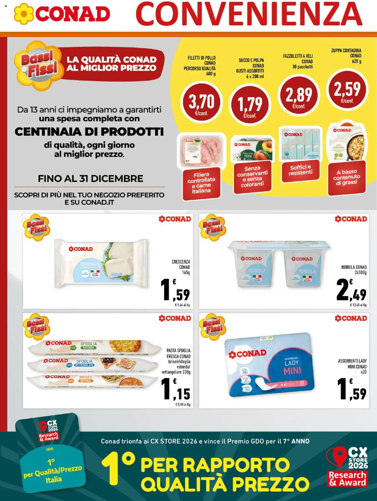Anteprima dell'opuscolo Conad volantino Margherita Sicilia dal negozio Conad valido da 21/10/2026 - Pasta, Pollo, Carne, Pasta sfoglia, Assorbenti, Fazzoletti, Crescenza, Succo