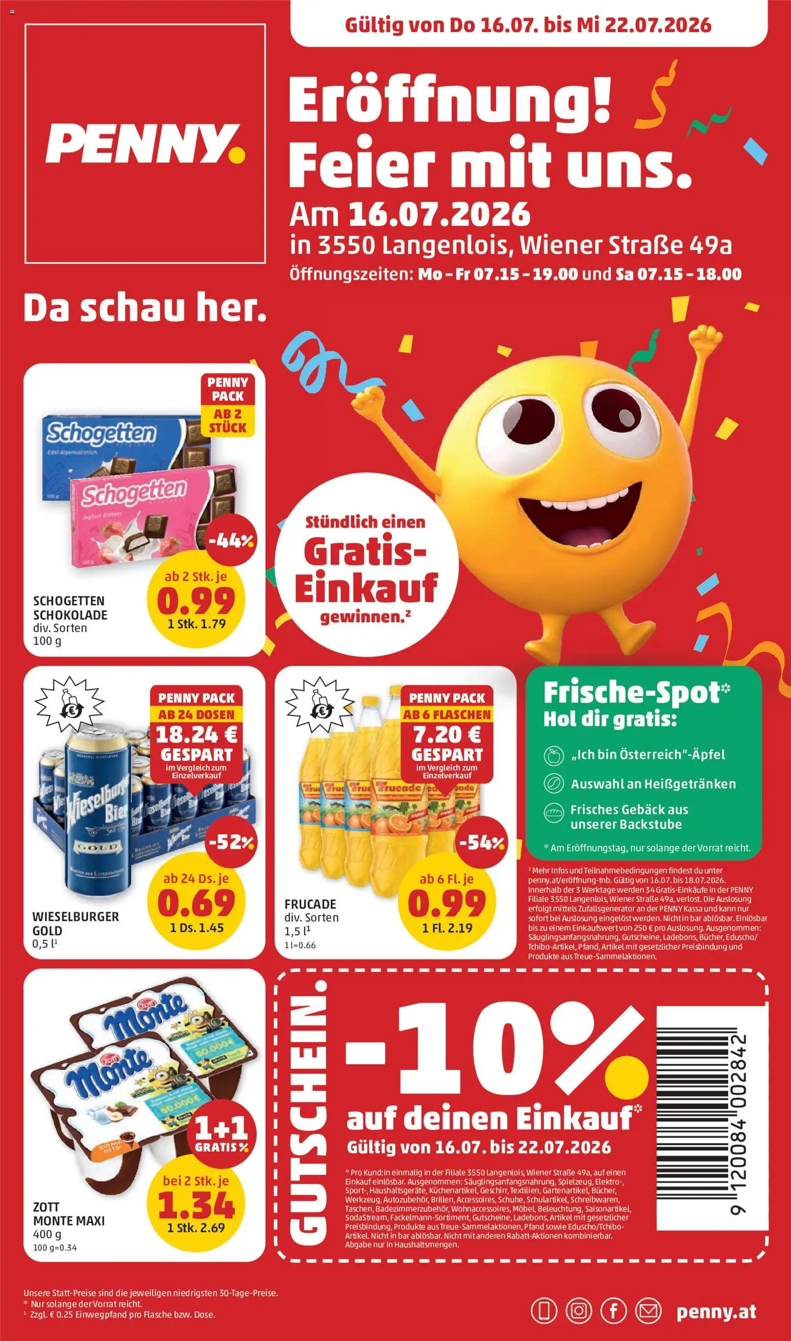 Vorschau der Angebote: Penny Markt Penny Markt Eröffnung in 3550 Langenlois gültig ab 16.07.2026 - Schokolade, Bier, Gebäck