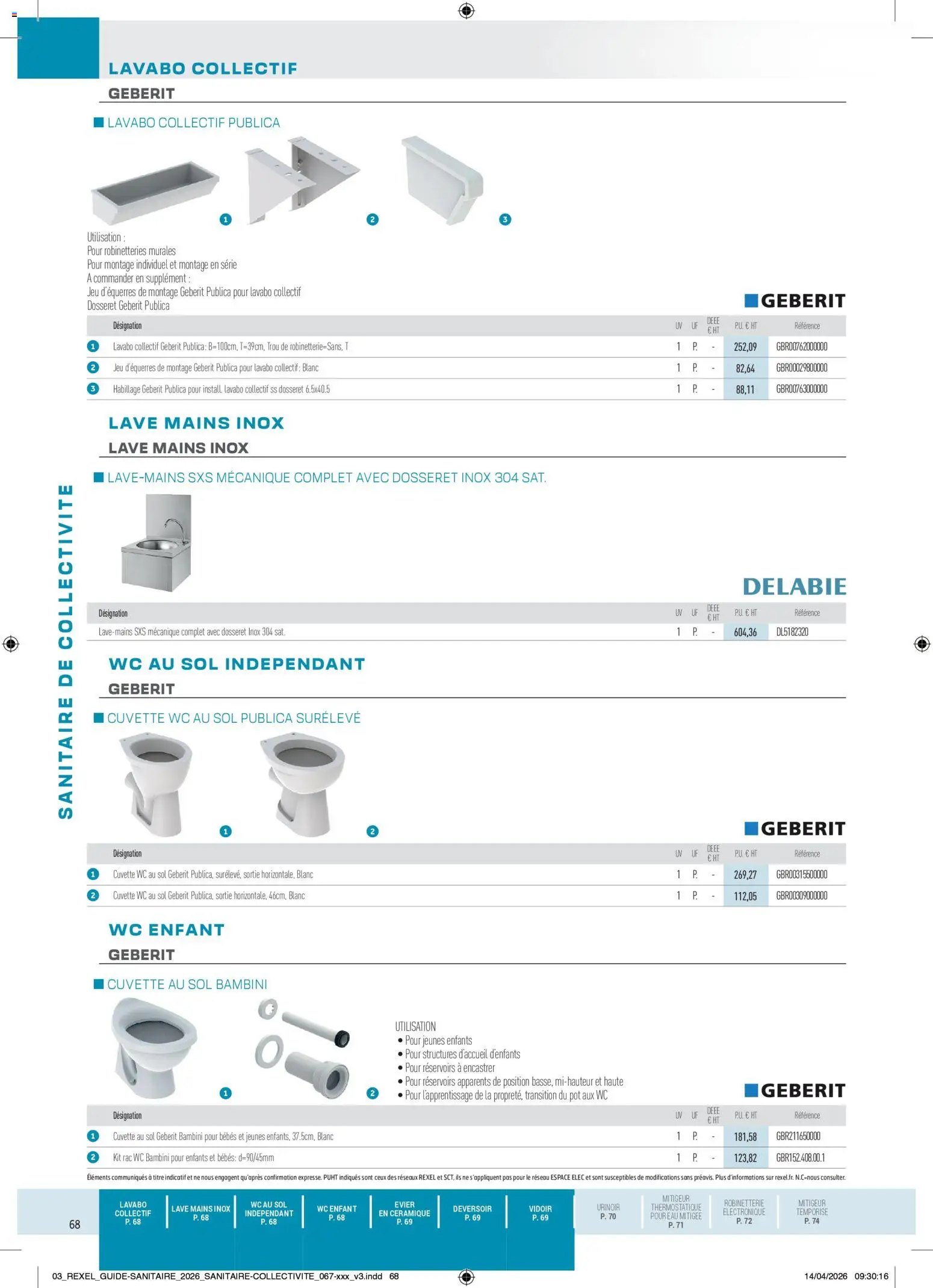 Prévisualisation de Rexel - Brochure Sanitaire du magasin Rexel formulaire valide 20/04/2026 - Cuvette WC, Lavabo