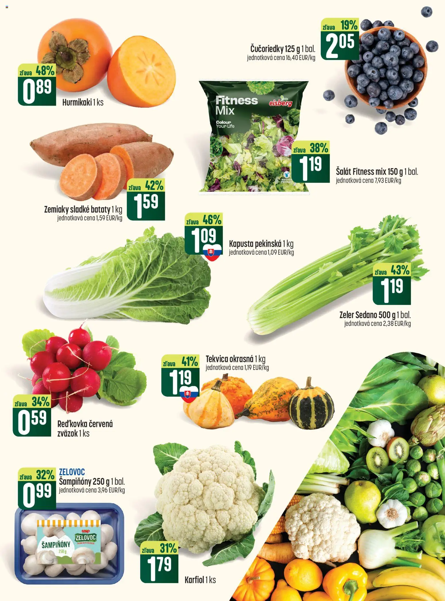 Náhľad COOP Jednota letáku platného od 22.10.2026 - Hurmikaki, Zeler, Tekvica, Karfiol, Kapusta, Zemiaky, Šampiňóny, Batáty